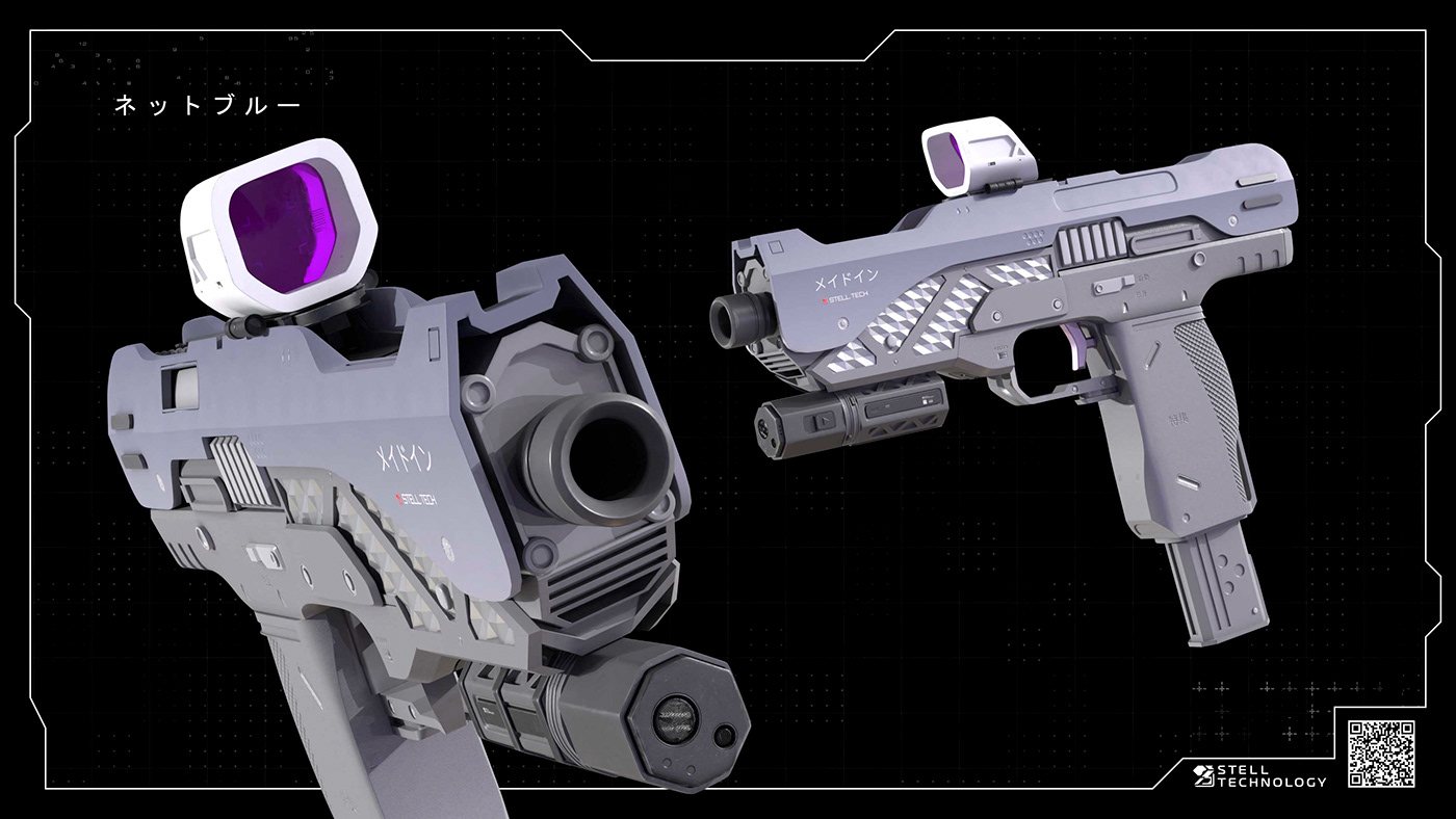 3D concept Cyberpunk future Gun Scifi stelltech stelltechnology vanyastellar Weapon