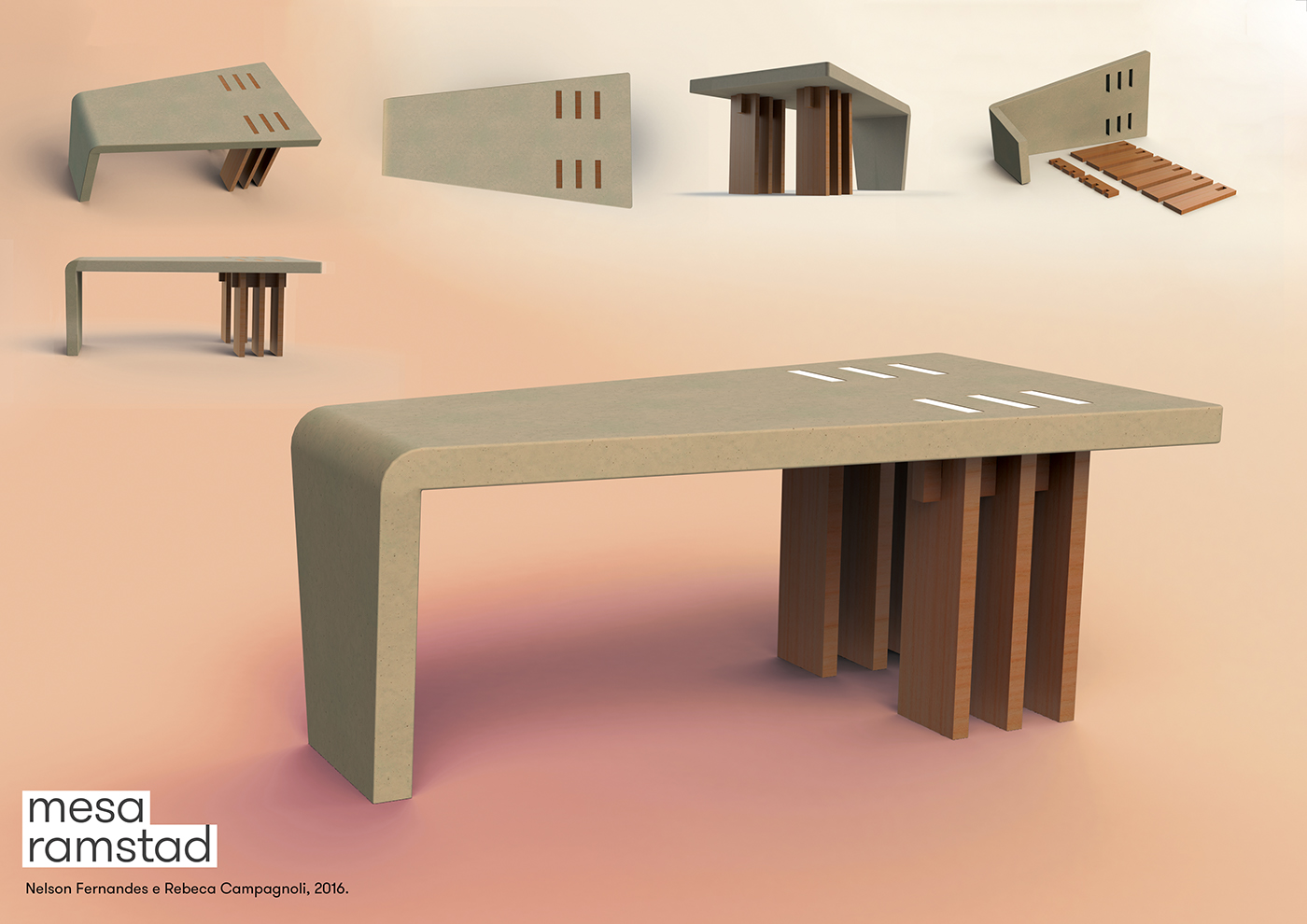 table coffee table reiulf ramstad wood mdf cement concrete nordic surface