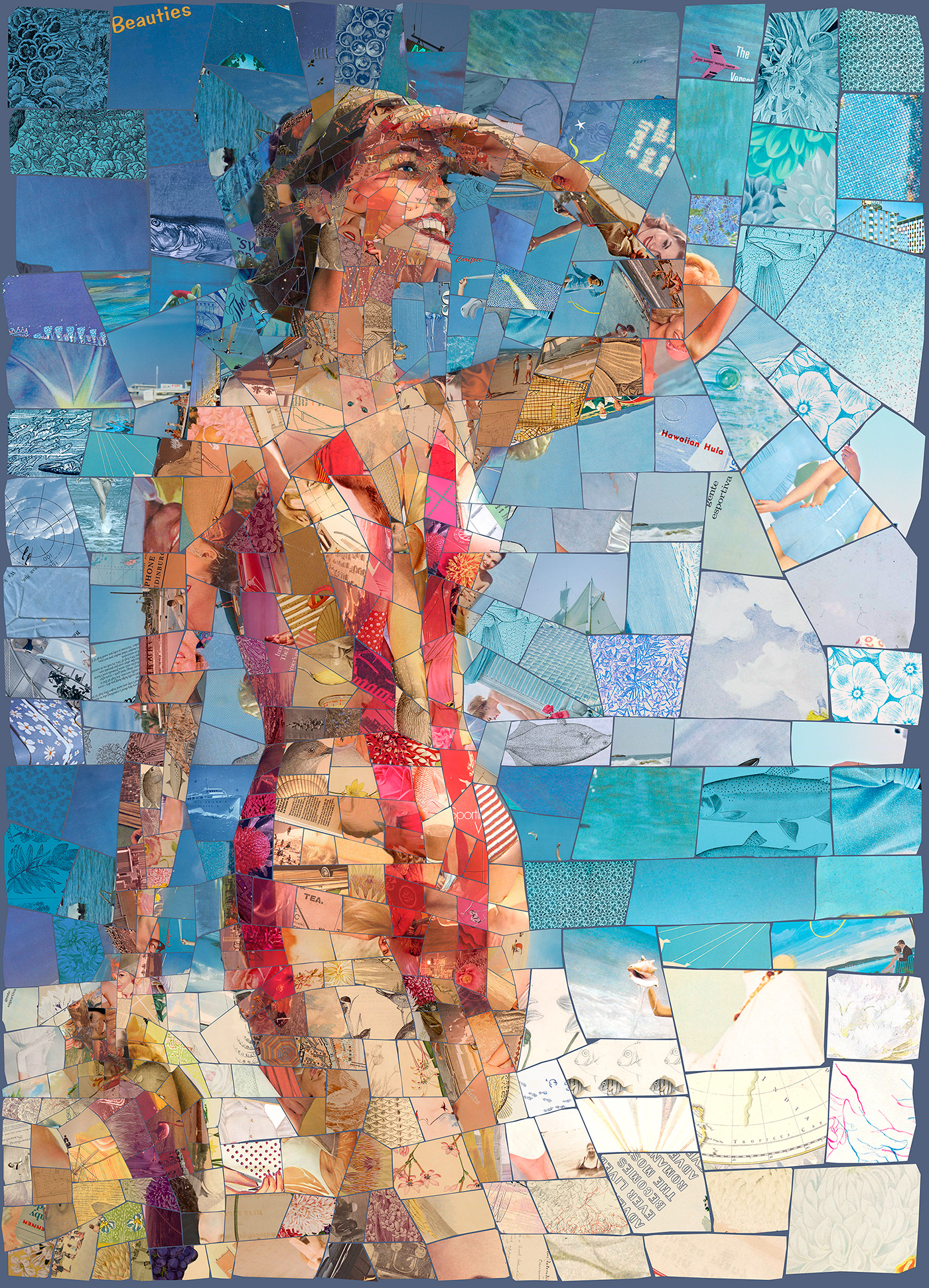 mosaic photomosaic photocollage retro beach nostalgia vintage collage texture pattern visual design