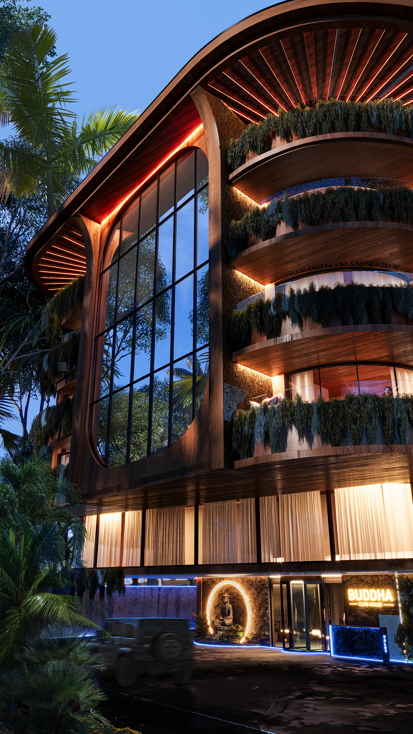 exterior architecture Render visualization bali indonesia design Clubhouse archviz 3D