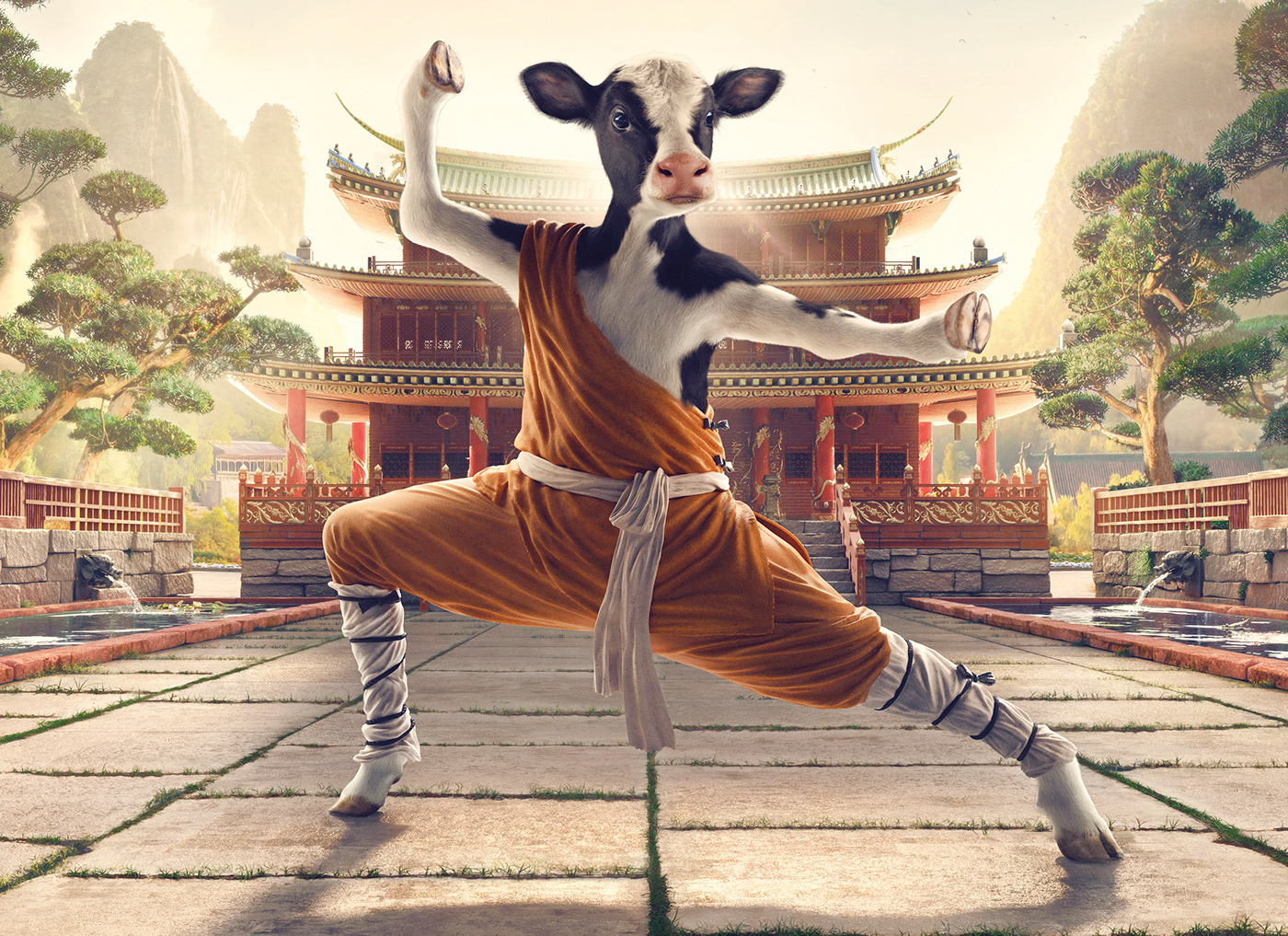 3D china cow farm kung fu Shaolin temple zen