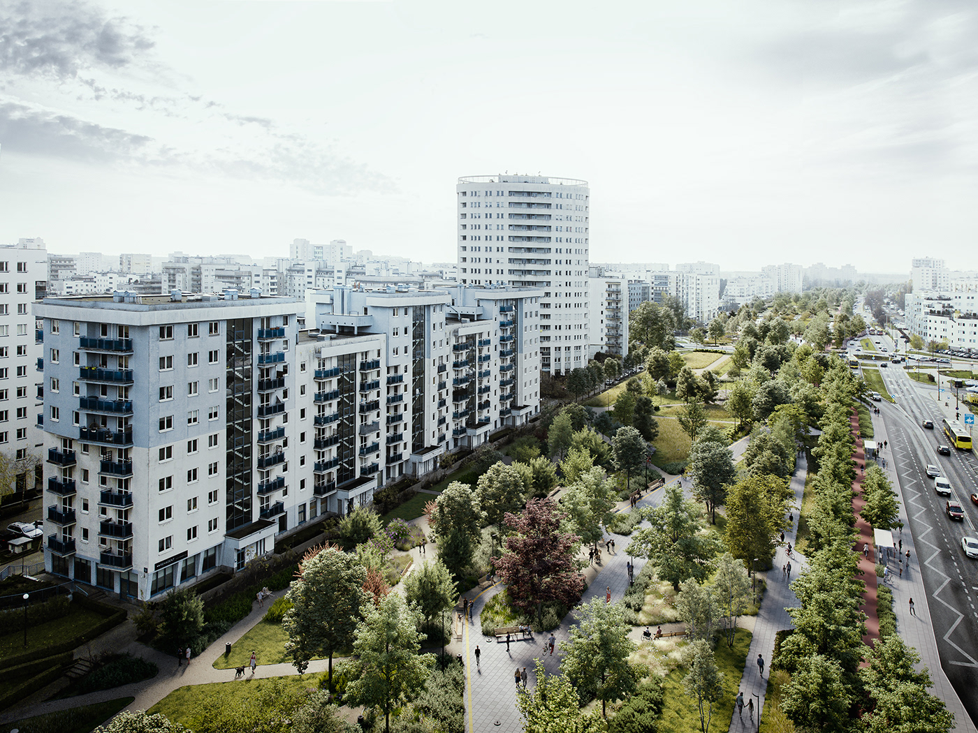 Park Landscape visualization CGI exterior archviz 3D warsaw Urban