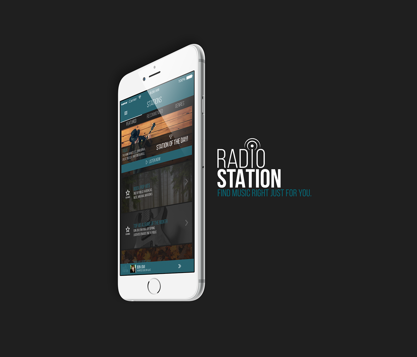 UI ux mobile ios iphone app graphics user experience user interface Radio STATION