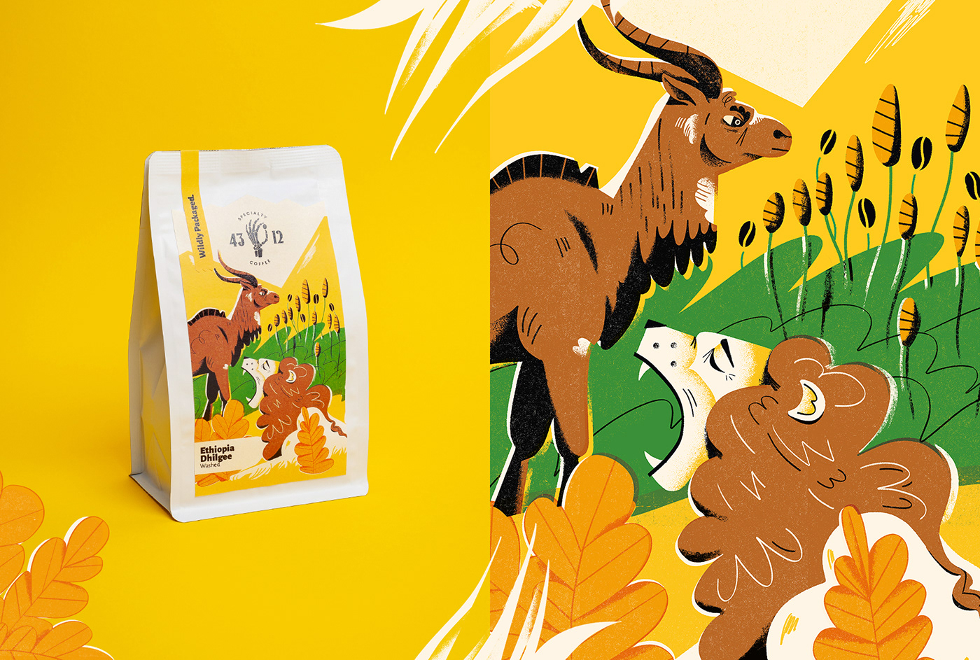 Packaging Label Coffee ILLUSTRATION  coffeeshop animal jungle logo marka bulgaria