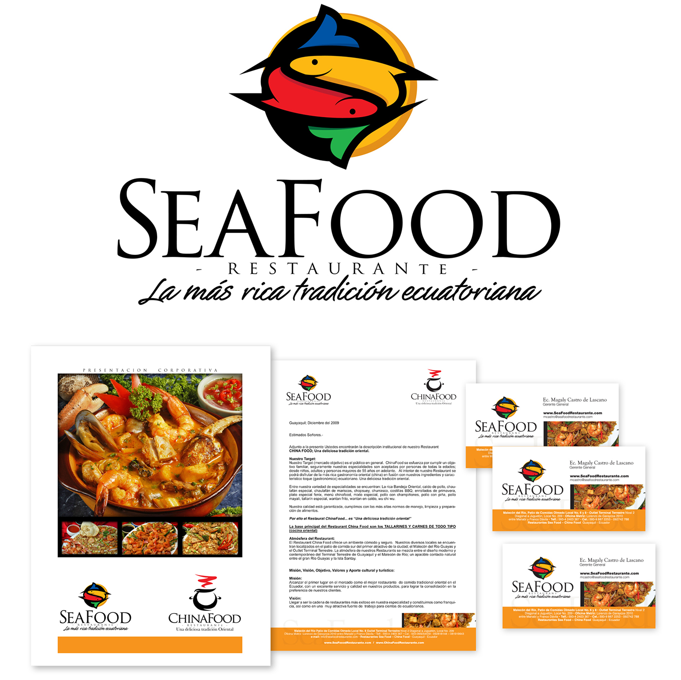 seafood chinafood restaurant ecuadorian foods gastronomy logos brochure posters color Ecuador