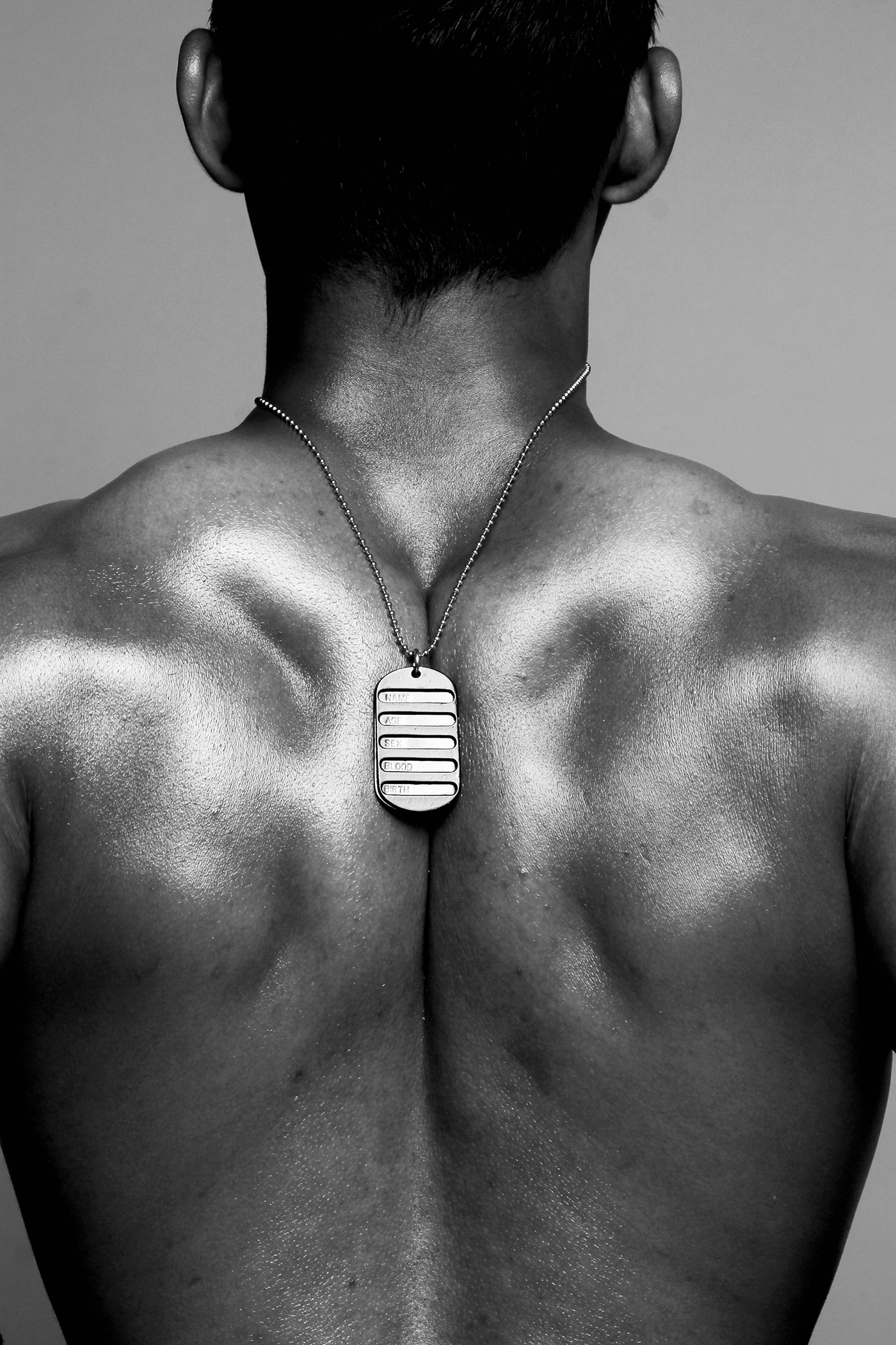 anatomy black and white BodyBuilding halfnude man masculine model muscle Studio Photography