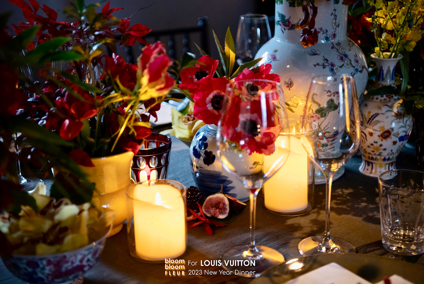 Flowers Louis vuitton luxury brand identity floral dinner Event party