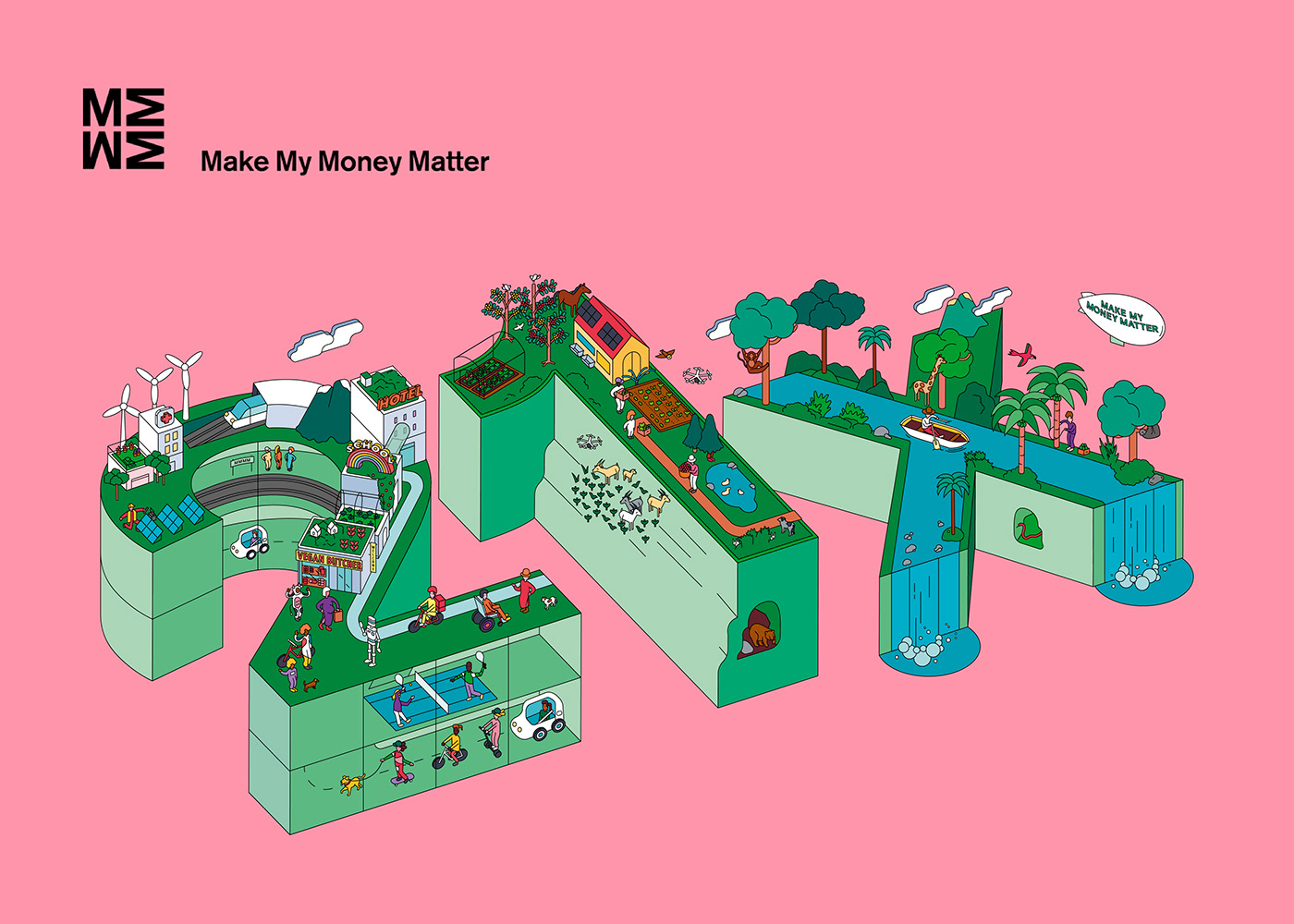 animation  city ilustration Isometric Sustainability Advertising  campaign