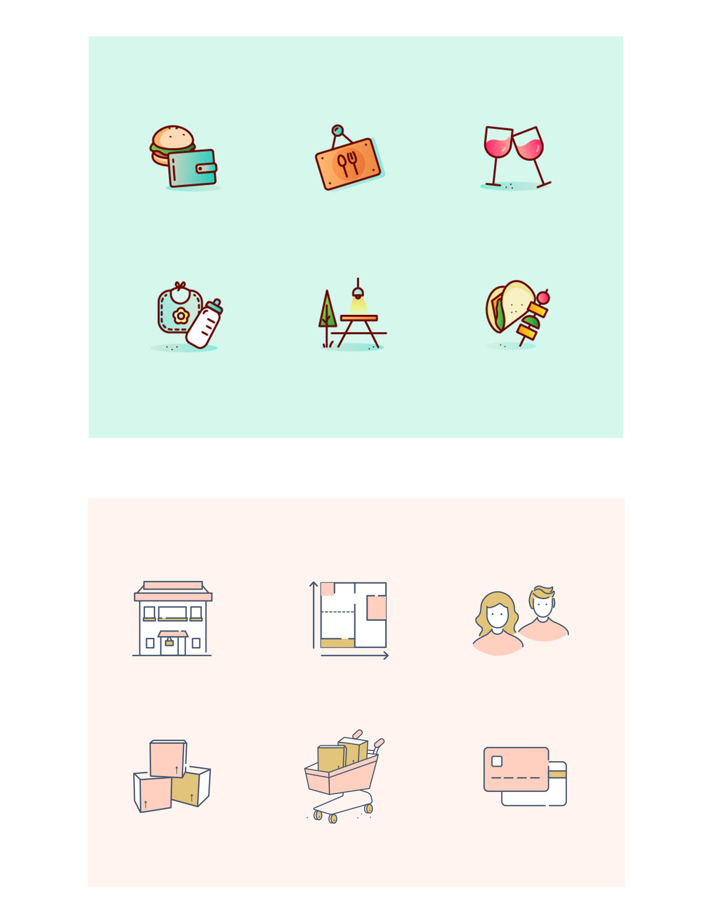 icons iconography ILLUSTRATION  vector Food  E COMMERCE