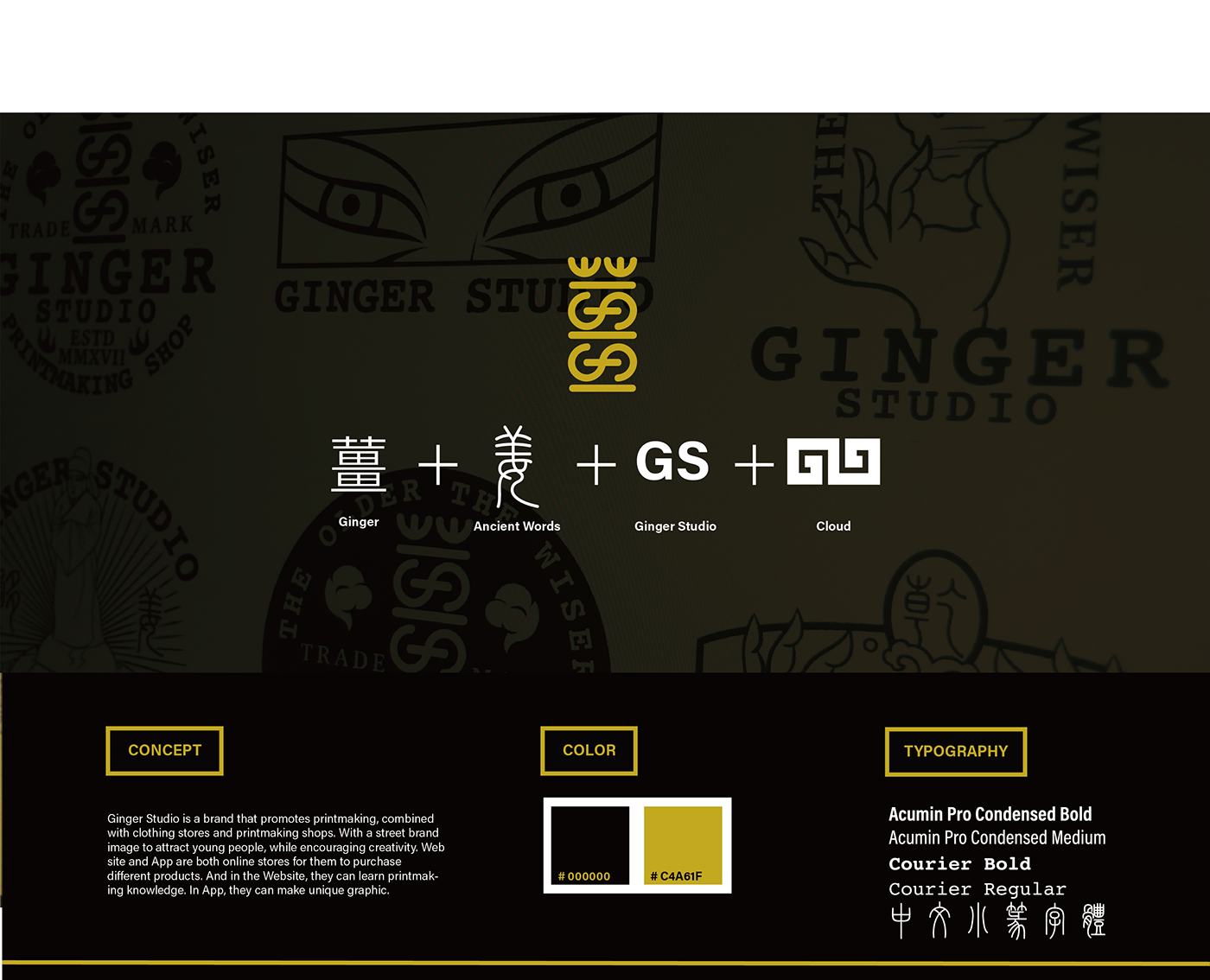 branding  UI/UX graphic chinese Clothing online store app identity ginger studio