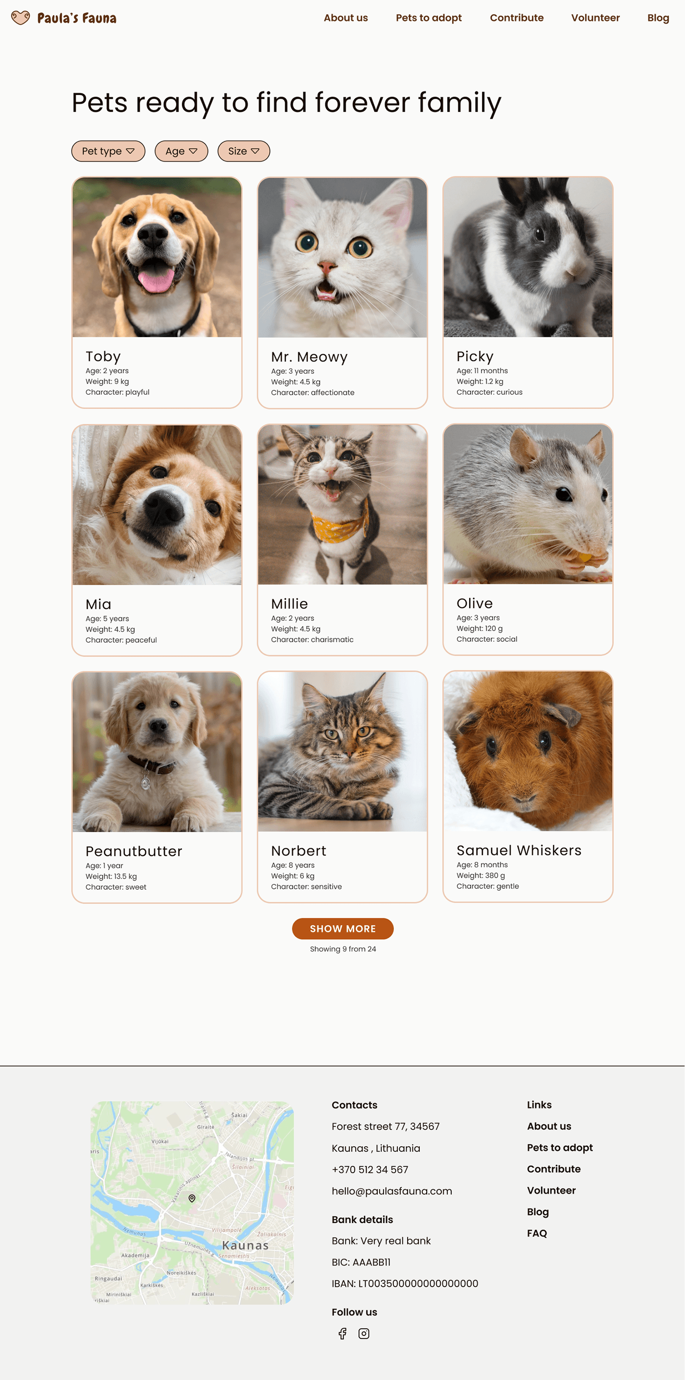 animal shelter nonprofit Website ux figma design Lnading page