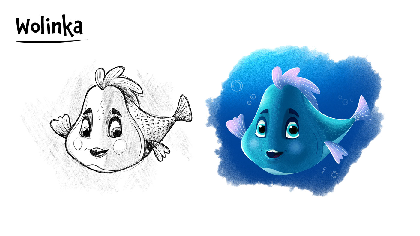 2D Animation animation  cartoon Character fish ILLUSTRATION  kids lake motion graphics  rigging