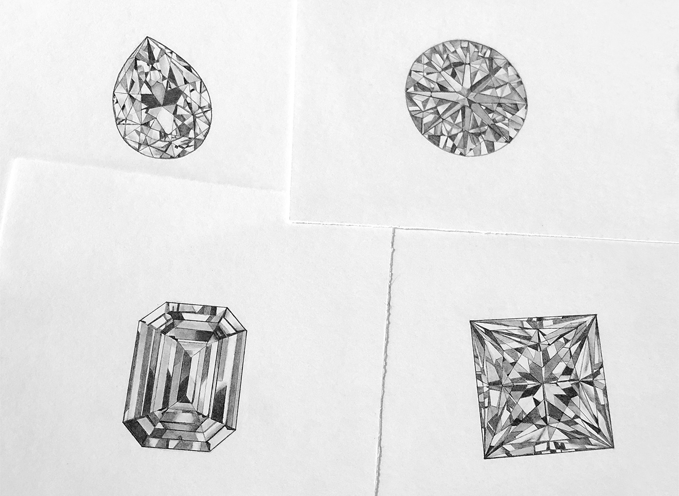 adobephotoshop crystals diamonds Drawing  fine art Gems graphite pencil hand drawn ILLUSTRATION  jewelery