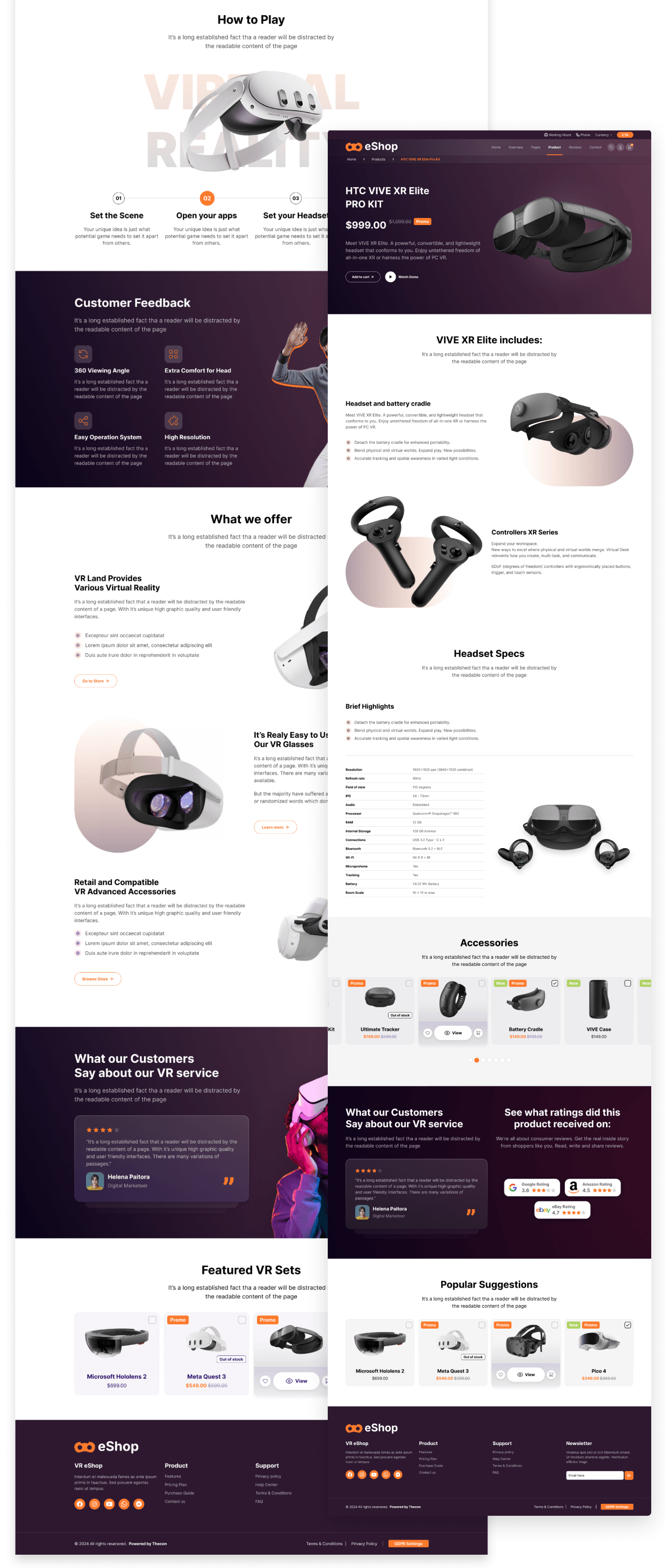 design Website store Ecommerce UI/UX landing page vr