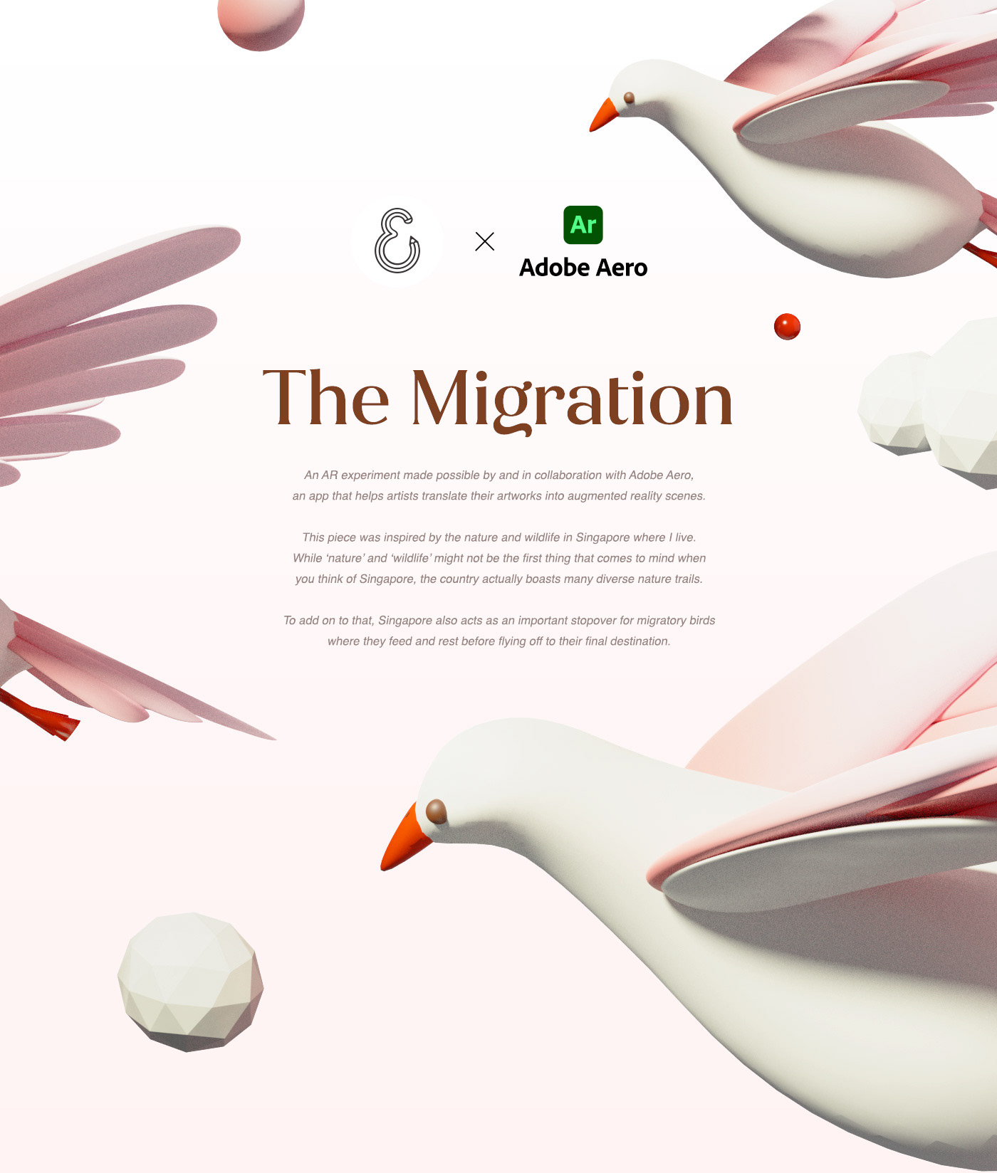3D adobe Adobe Aero aero animal AR augmented reality bird pastel Virtual reality