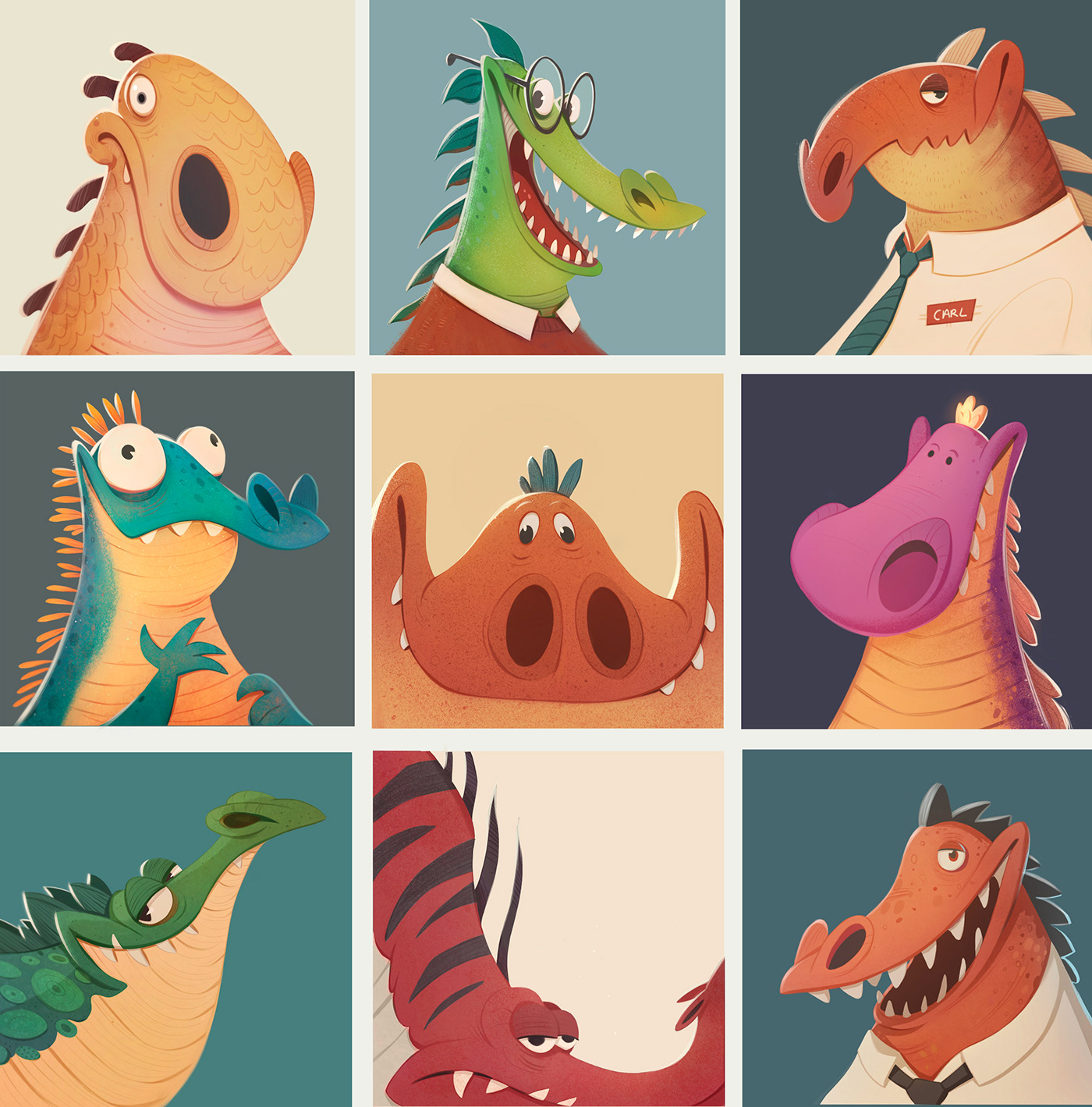 Character cute design digital Dinosaur painting   Procreate