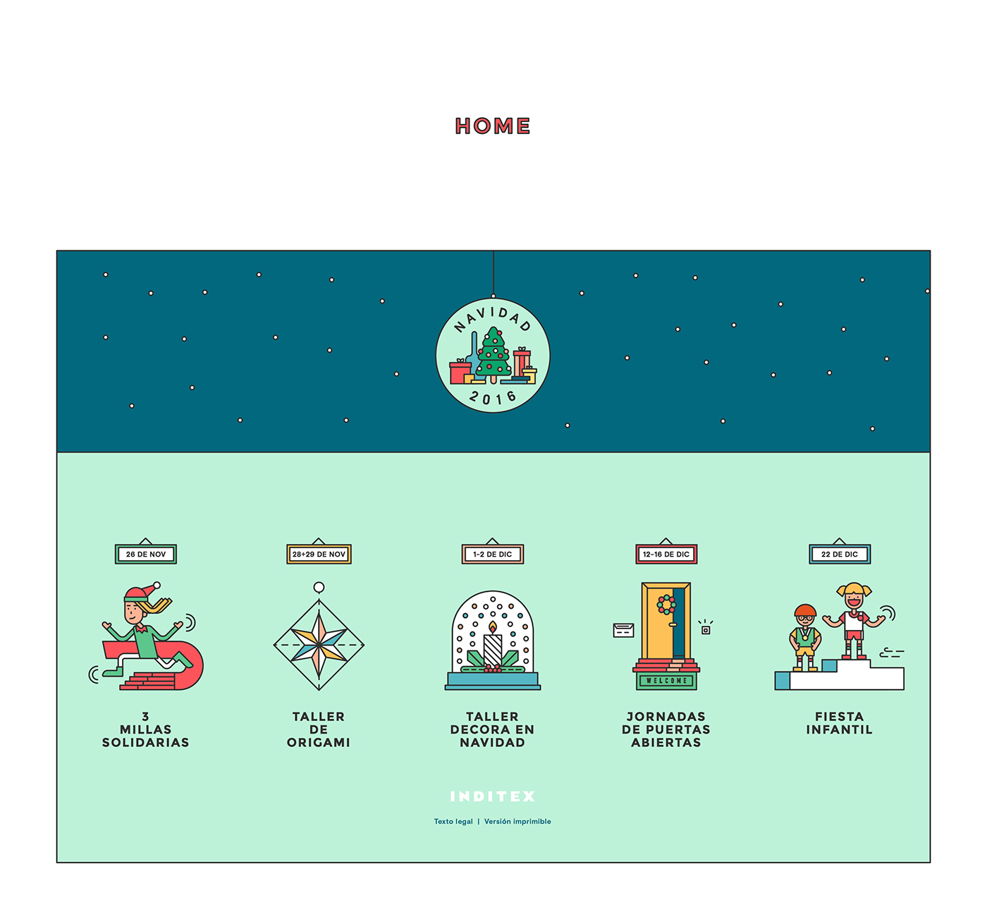 Web Design  ILLUSTRATION  inditex Christmas Christmas Campaign Olympic Games campaign2016