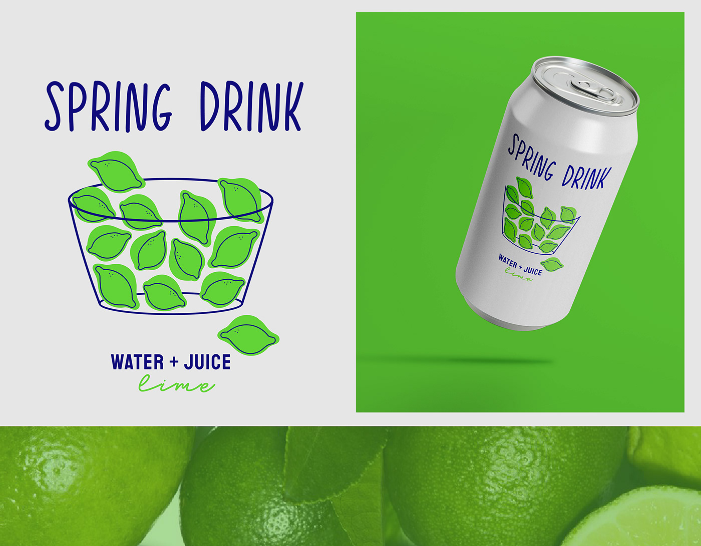 packaging design brand identity Graphic Designer branding  adobe illustrator blender Spring Drink Can Design soda can
