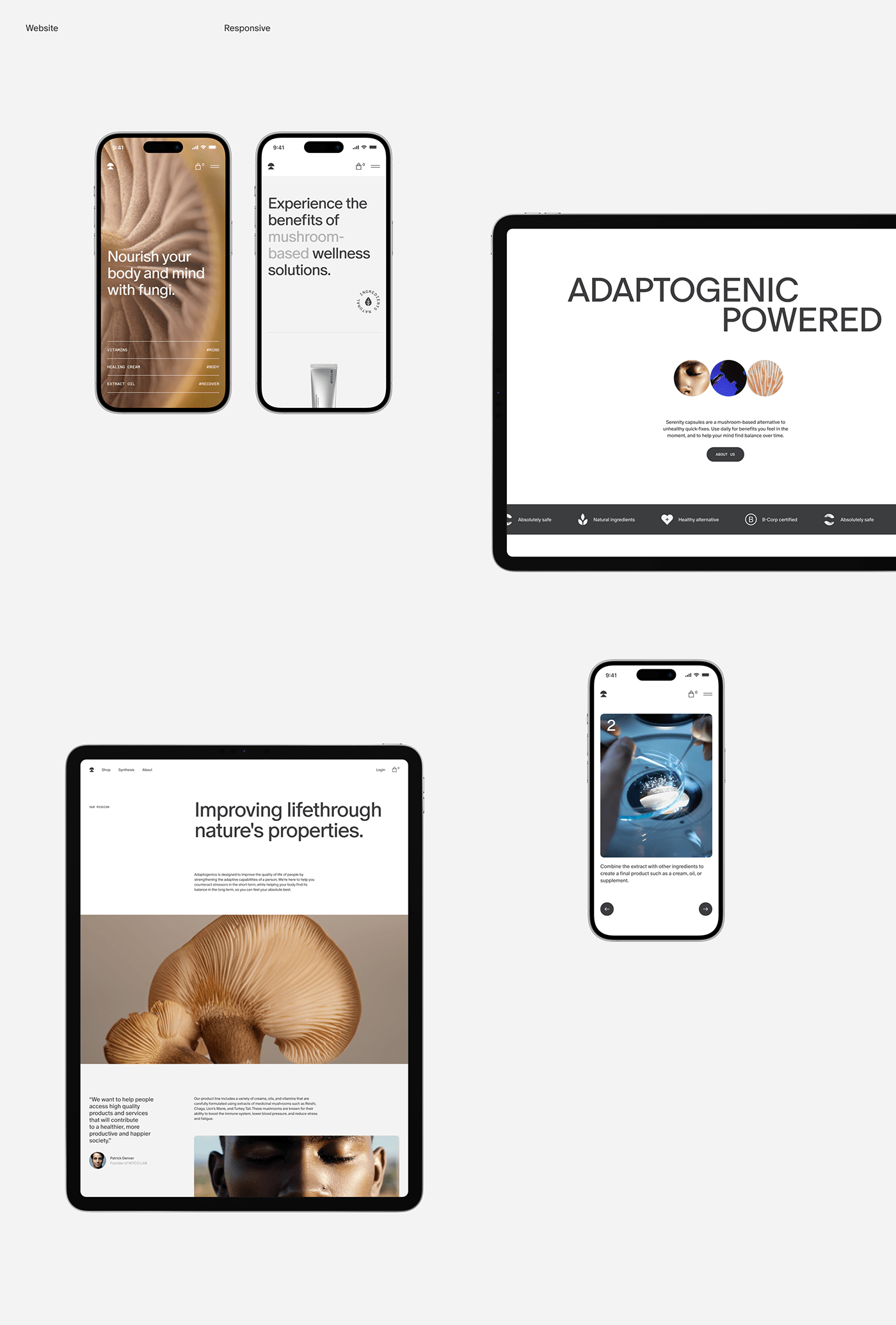 Health medical minimal mobile mushroom UI UI/UX ux Webdesign Website