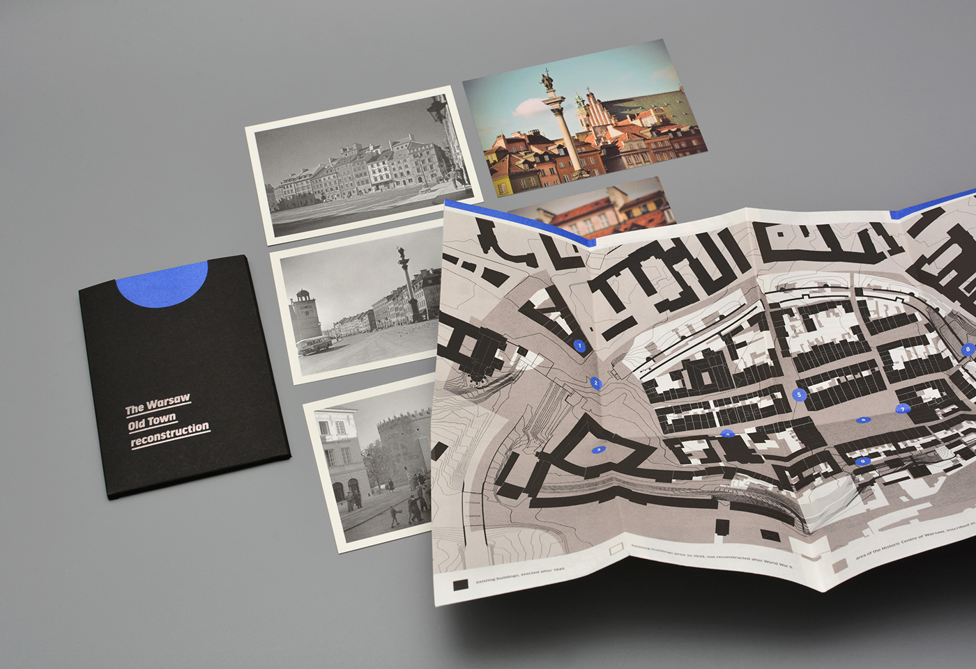 warsaw Guide map museum old town blue Packaging set postcards history