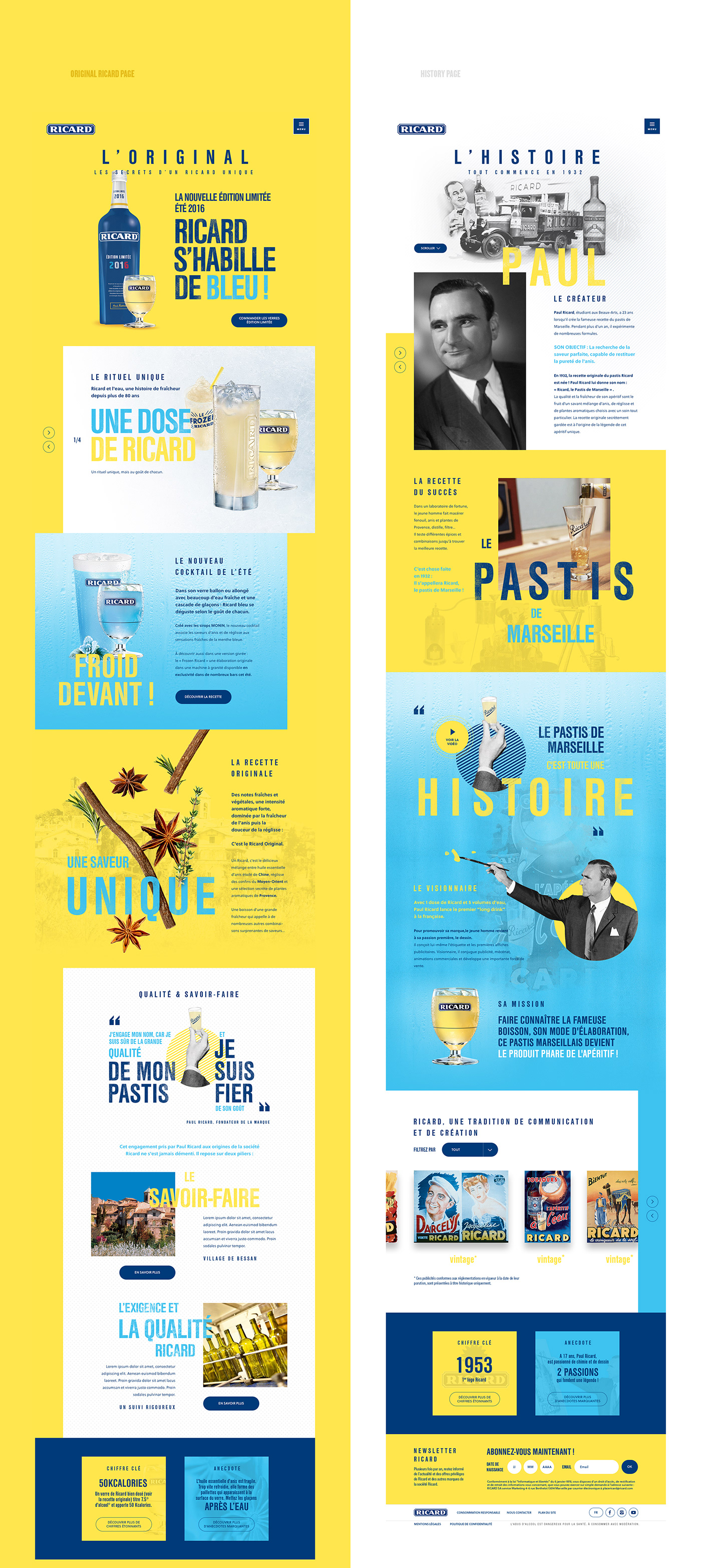 Ricard pastis yellow bigyouth drink marseille art direction  Webdesign UI ux