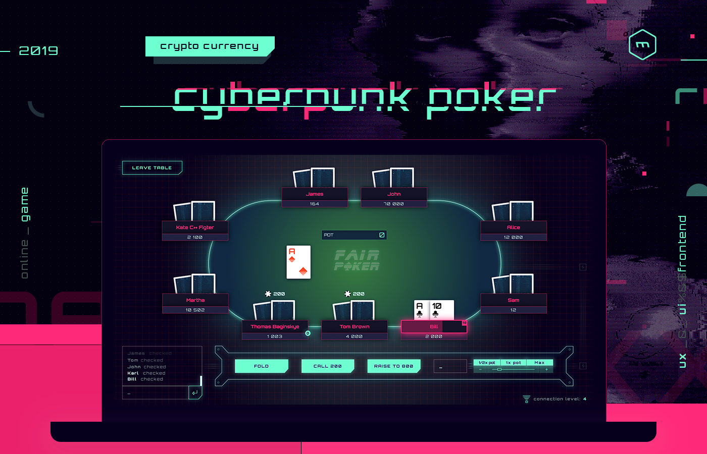 Cyberpunk Glitch neon ux UI Gaming Poker cryptocurrency Games gambling
