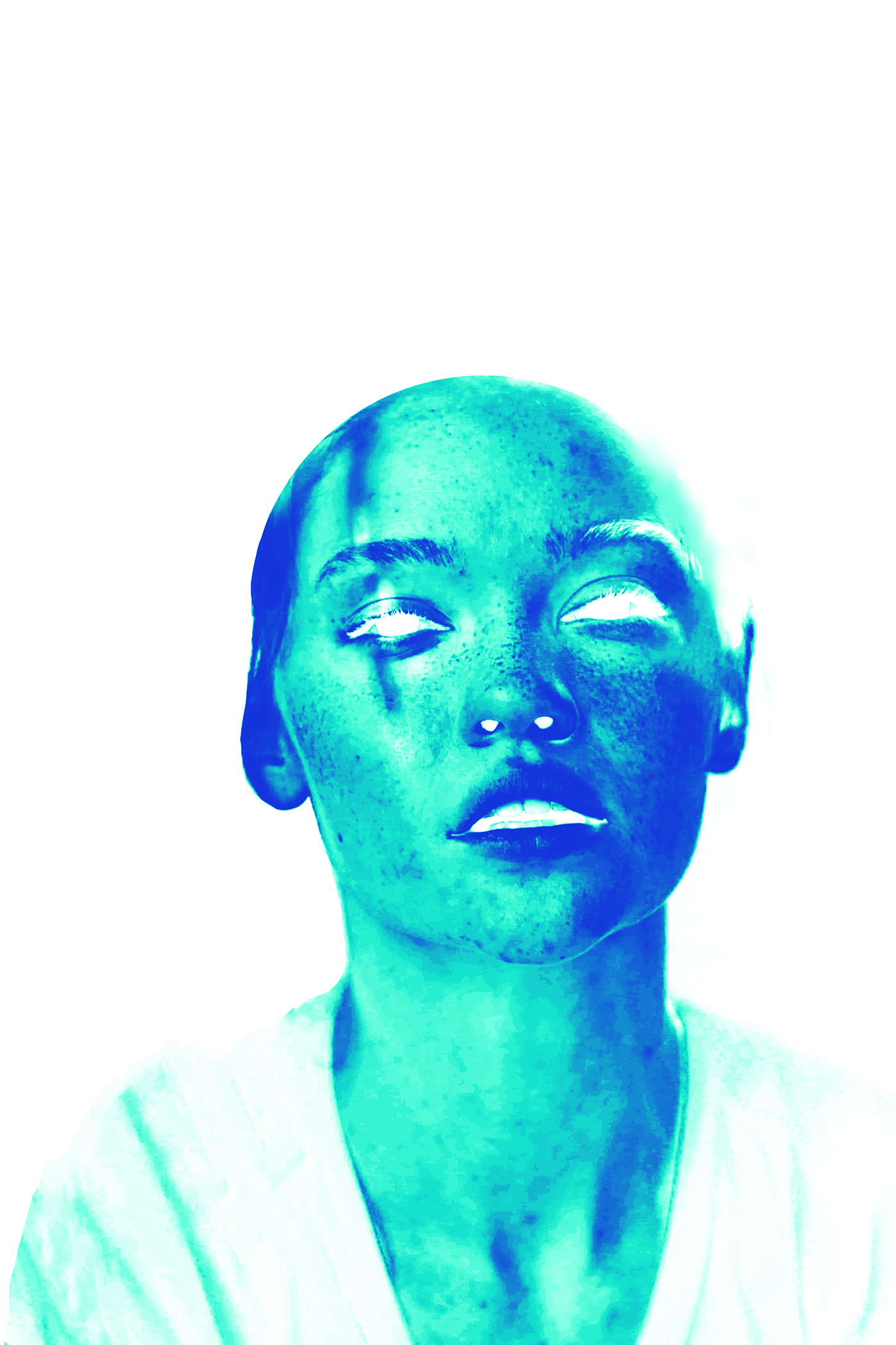 photoshop girl gradient White blue turquoise
