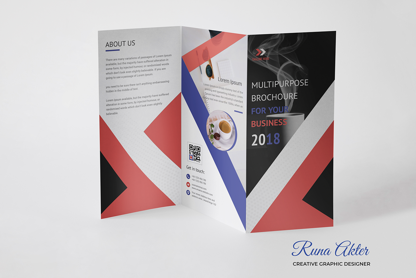 flyer brochure graphic design  corporate business tri-fold brochure Free font Creative Design