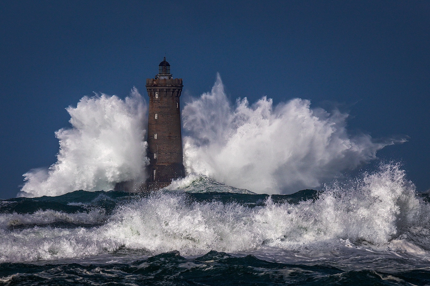 blue france green lighthouse minimal Ocean sea storm waves wind