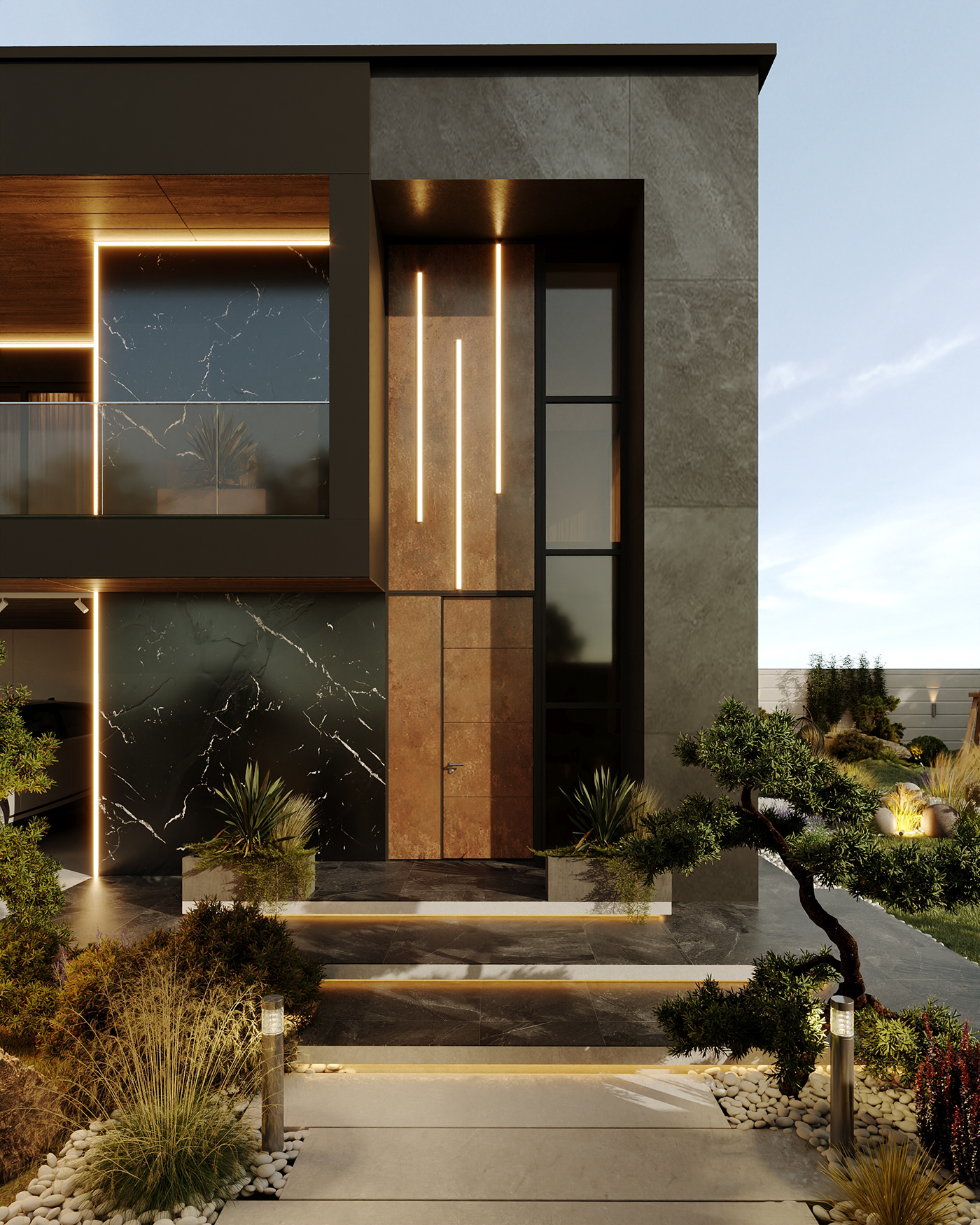 architecture Corten exterior highend house modern Render visualization