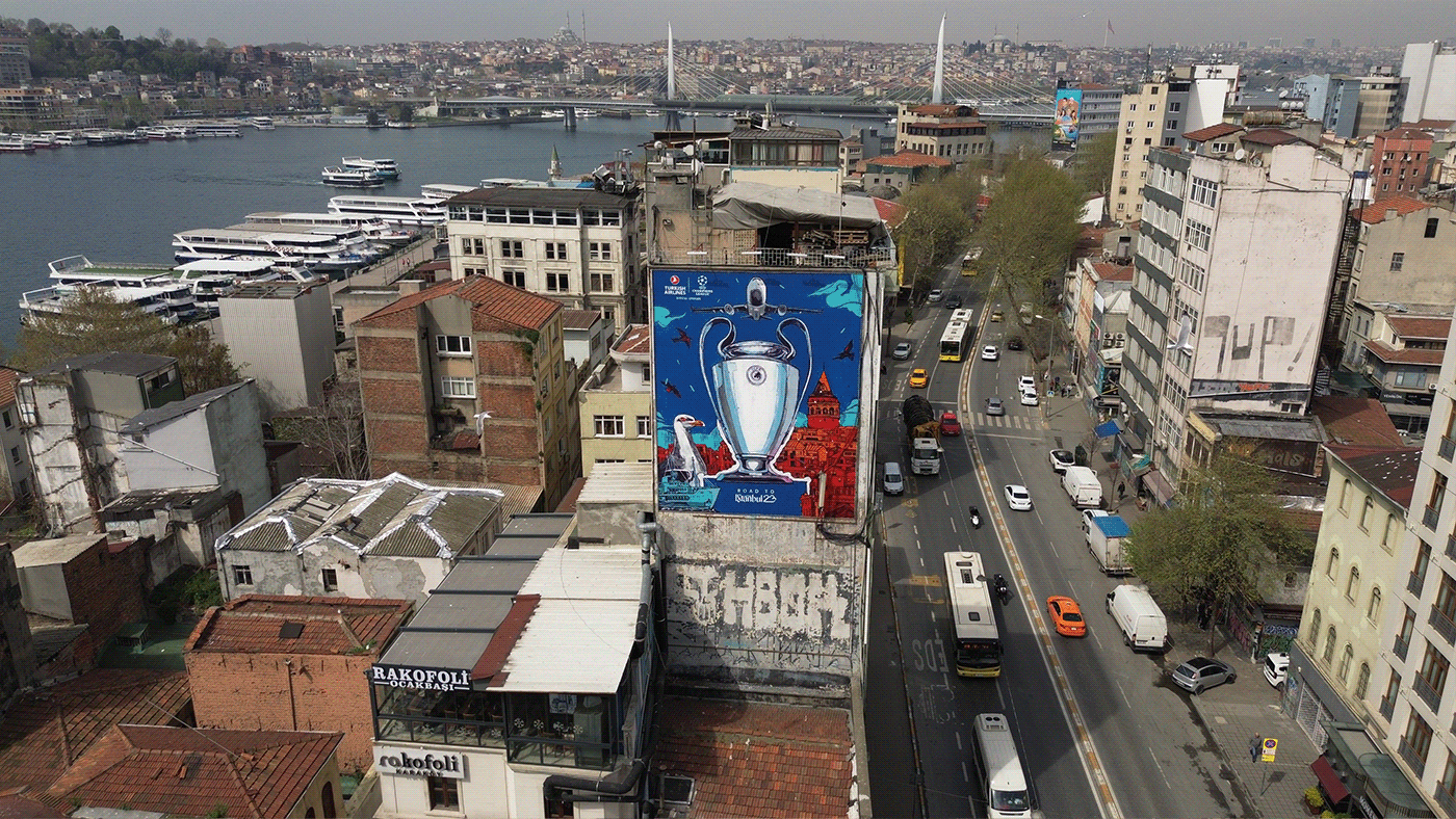 champions league Graffiti Mural streetart wallart wall istanbul turkishairlines  