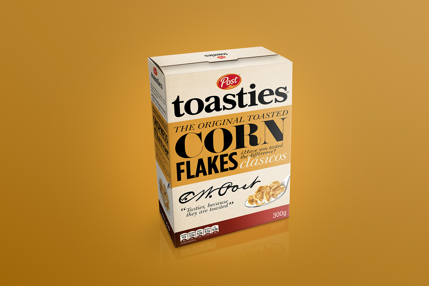 Adobe Portfolio Corn Flakes box design post toasties ELISAVA PACK vania nedkova Typographic Design re-design fmcg packaging