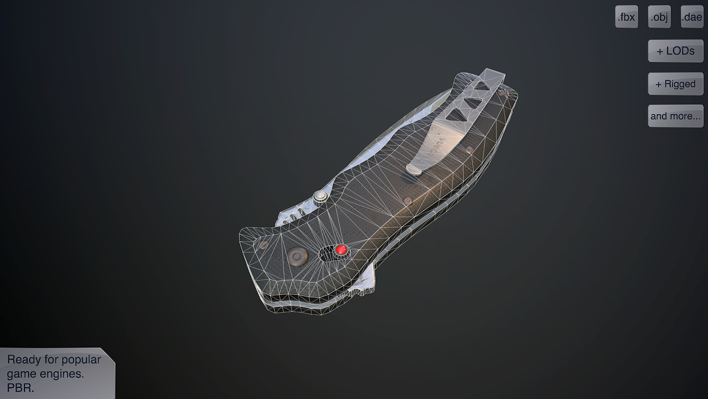 3D AR clasp gamedev knife PBR vr vulcan