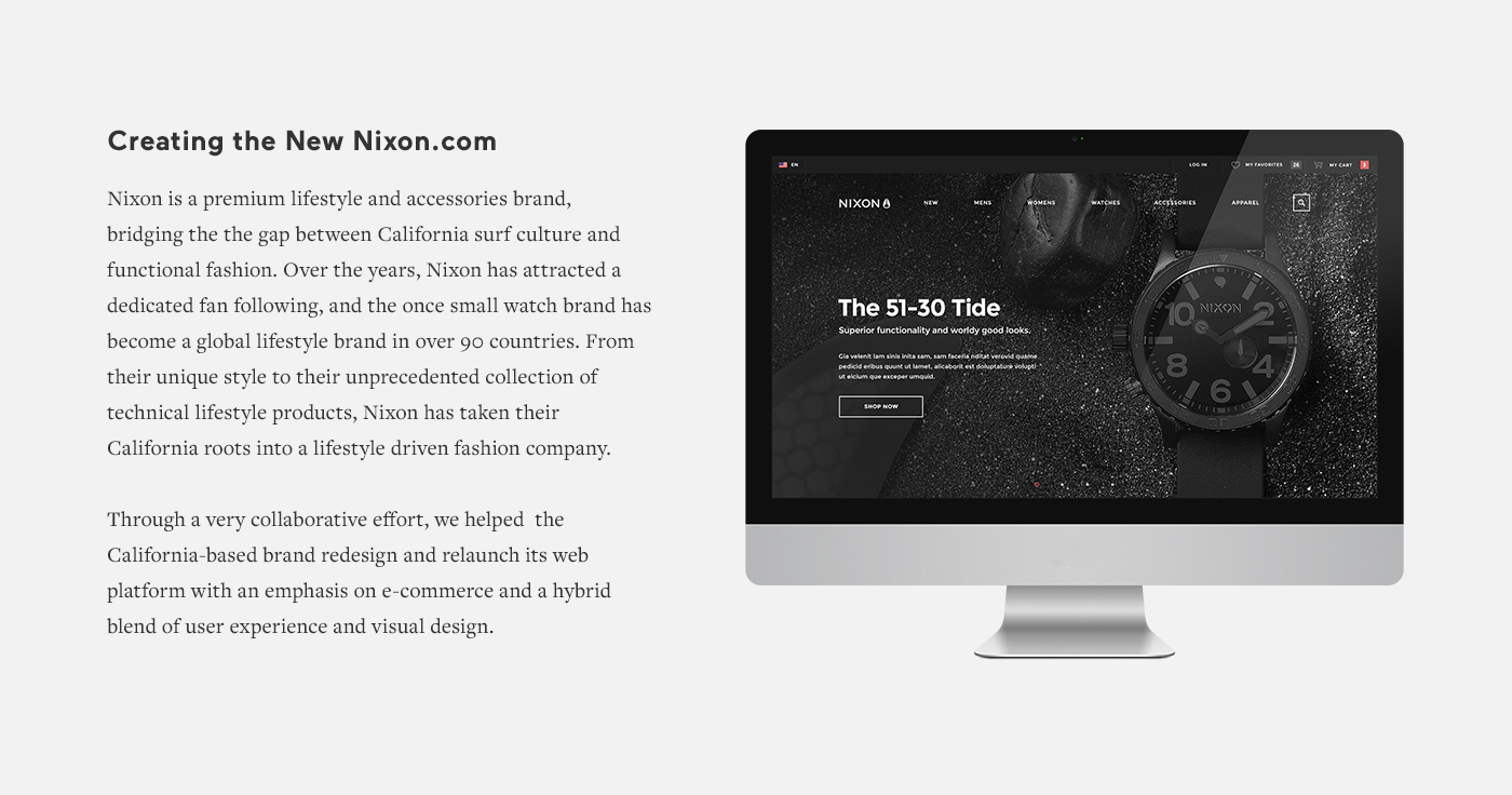 Nixon e-commerce Ecommerce Website Design Watches Nixon watches lifestyle brands user experience user interface User Experience Design accessories brand