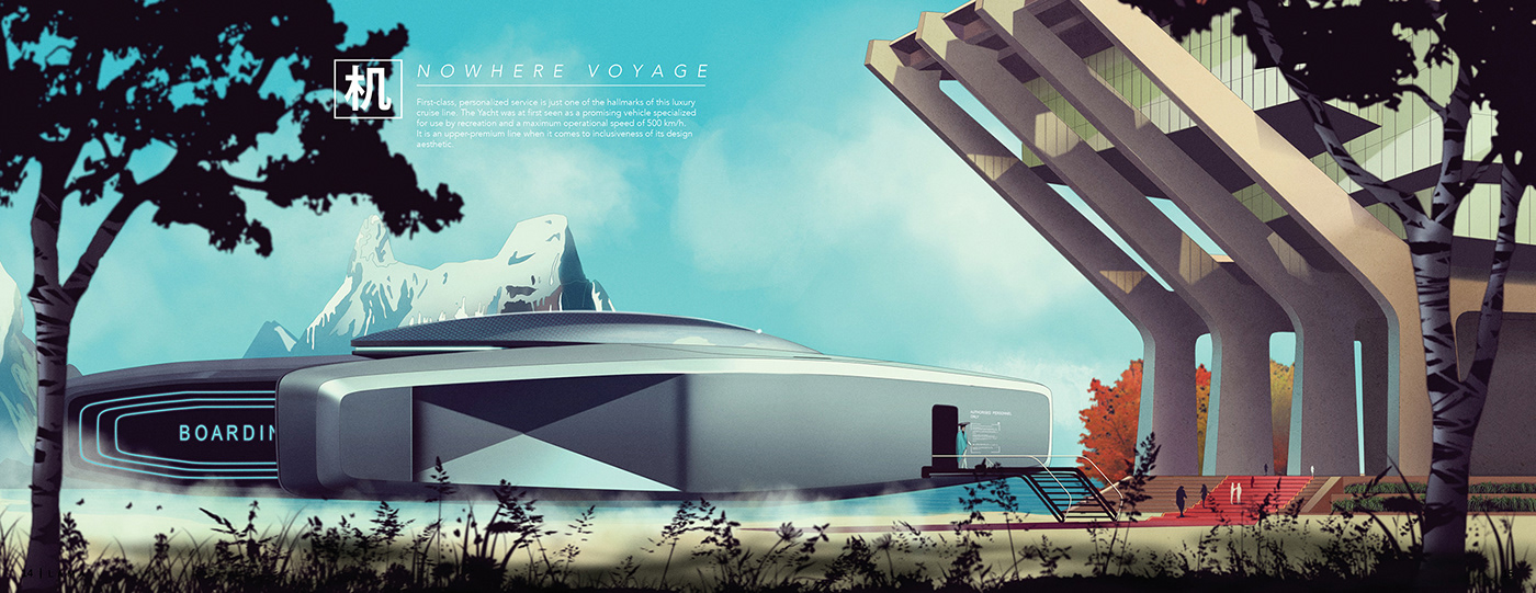 automobile concept art yacht