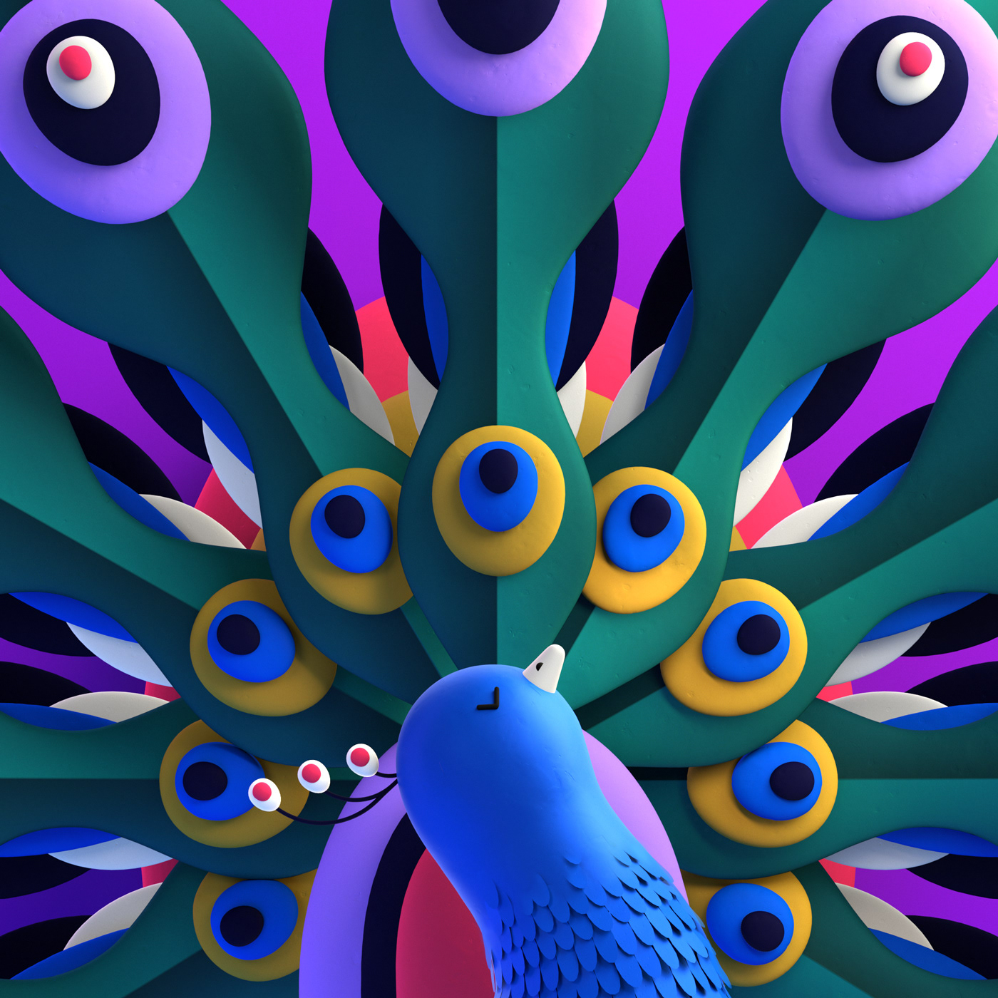Collaboration peacock proud 3D tail Character collab