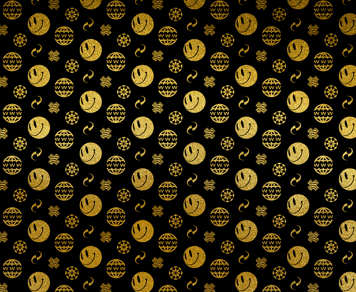 Patterns abstract Y2K aesthetic grunge Cyberpunk gold foil freebie smiley