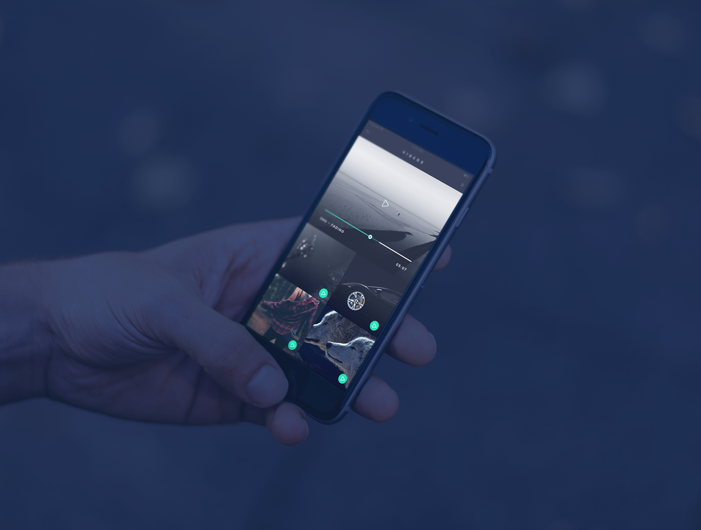 app ios design ui kit freebie dark elegant flat deep blue green orange Mockup prototype