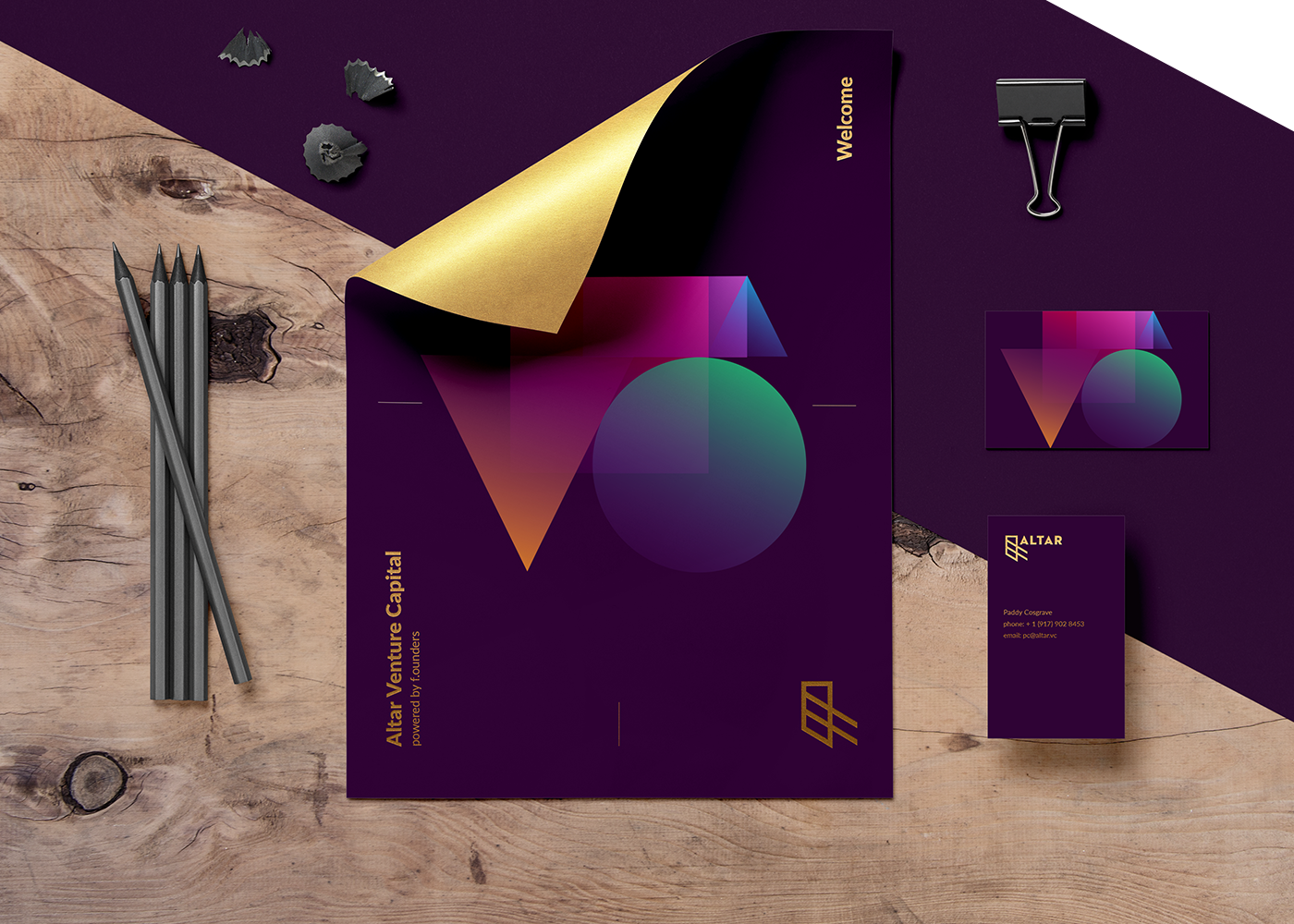 Branding for modern technology startup / venture capital Altar. fresh geometric gradient friendly. Based on Nordic runes limitless visual language