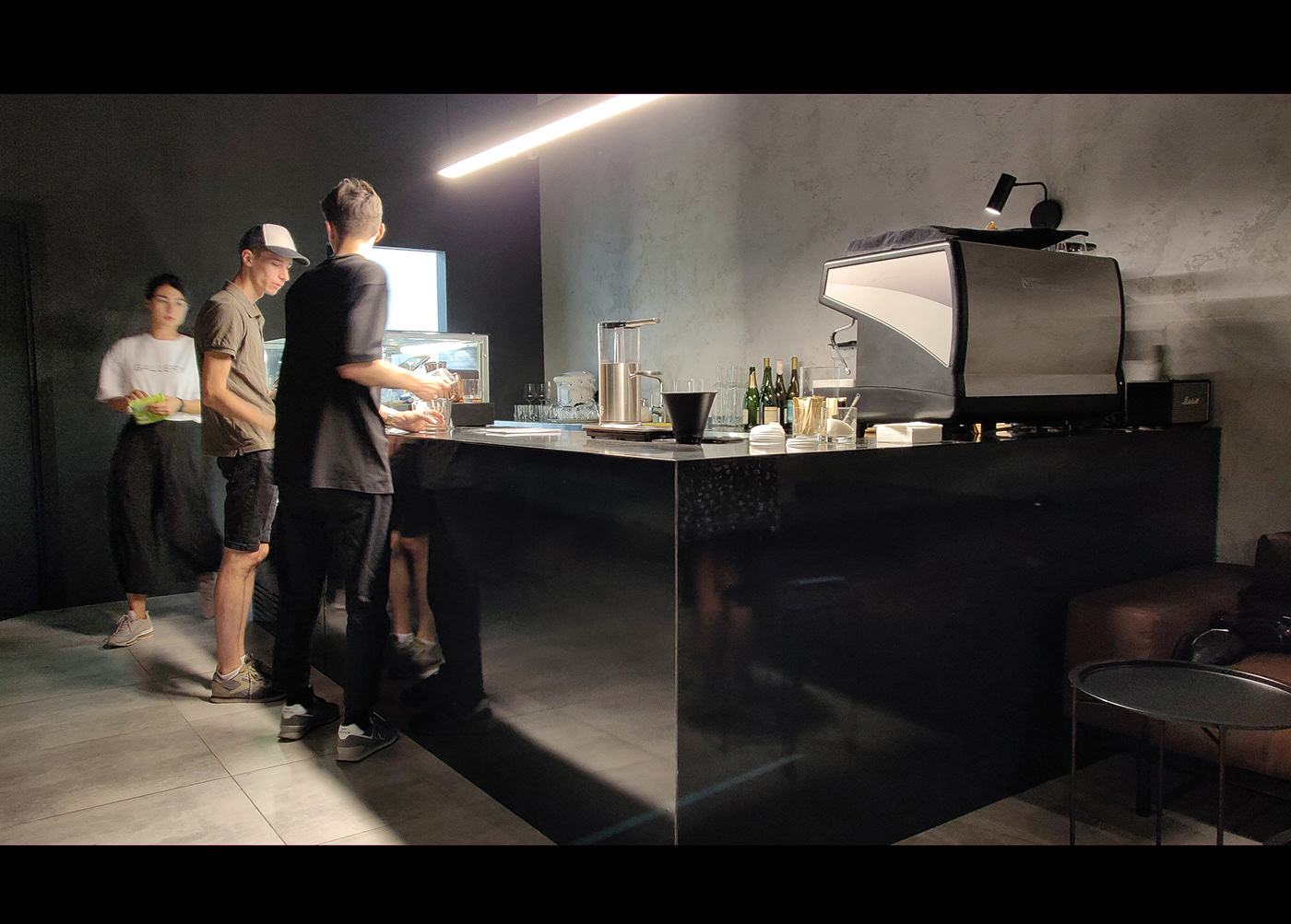 design cafe simple black Style Interior atmosphere Minimalism кофейня Coffee
