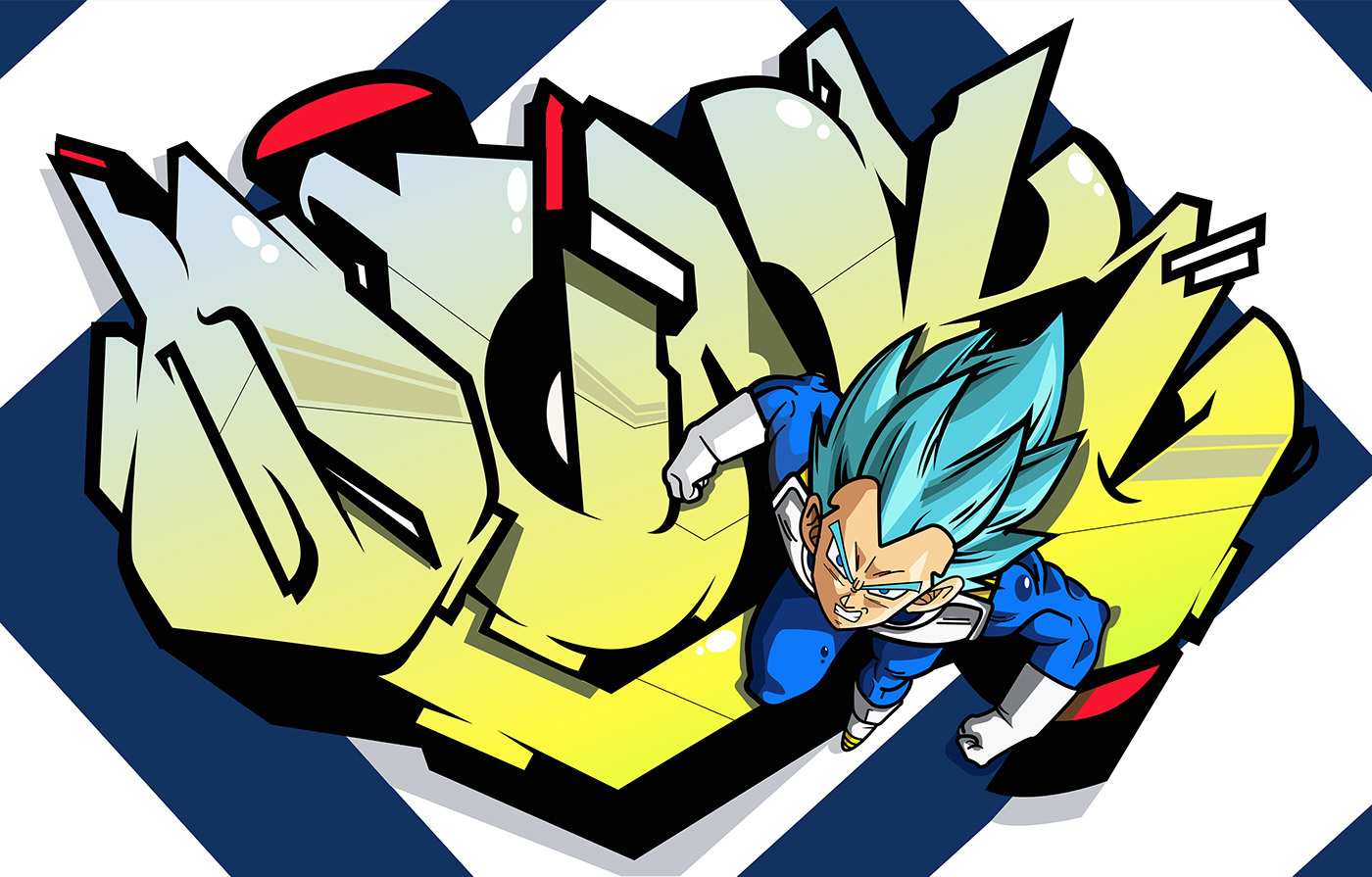 goku Dragonball Vegeta ILLUSTRATION  design anime cartoon Graffiti photoshop wacom