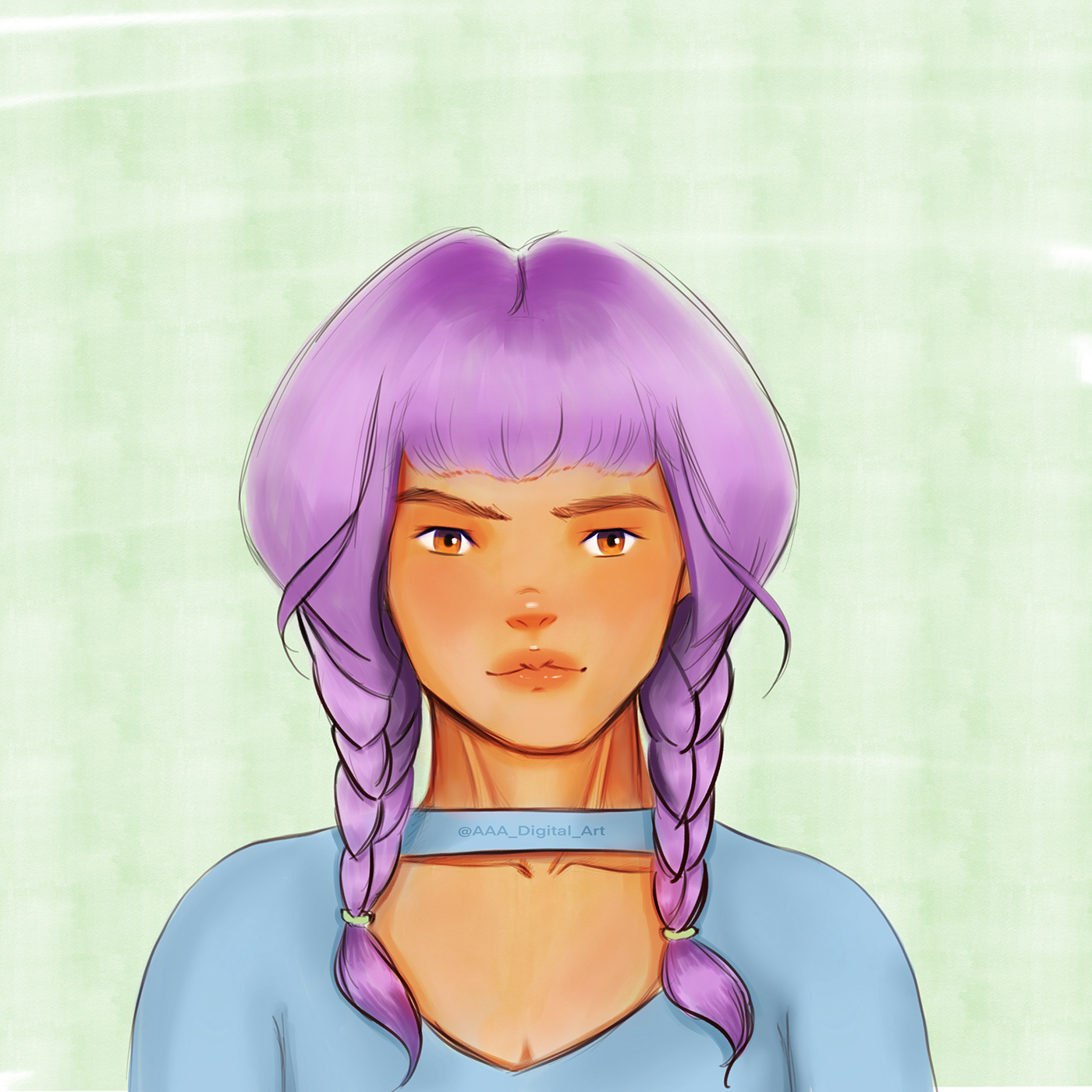 purple pastel bubblegum portrait anime Character ILLUSTRATION 