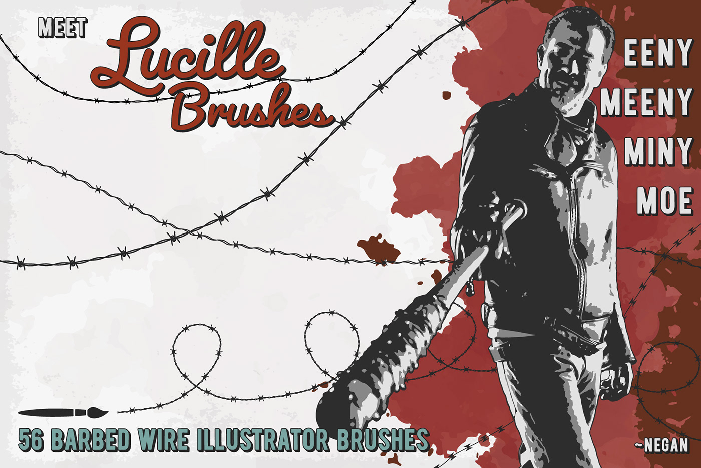 lucille lucile The walking Dead bat barbed wire brushes adobe illustrator negan
