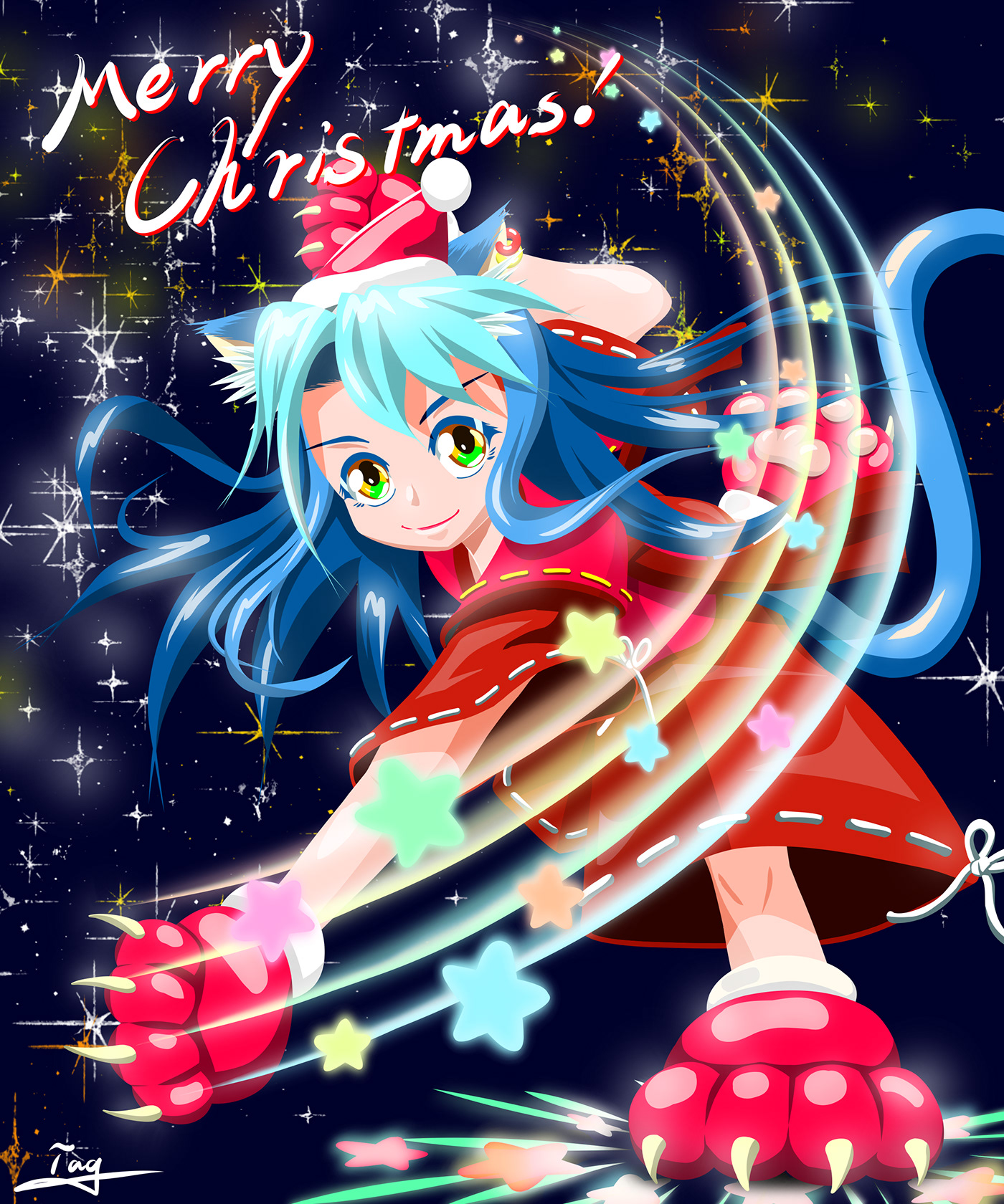 adobefresco anime Character design  Christmas cute kawaii Santa Claus winter xmas