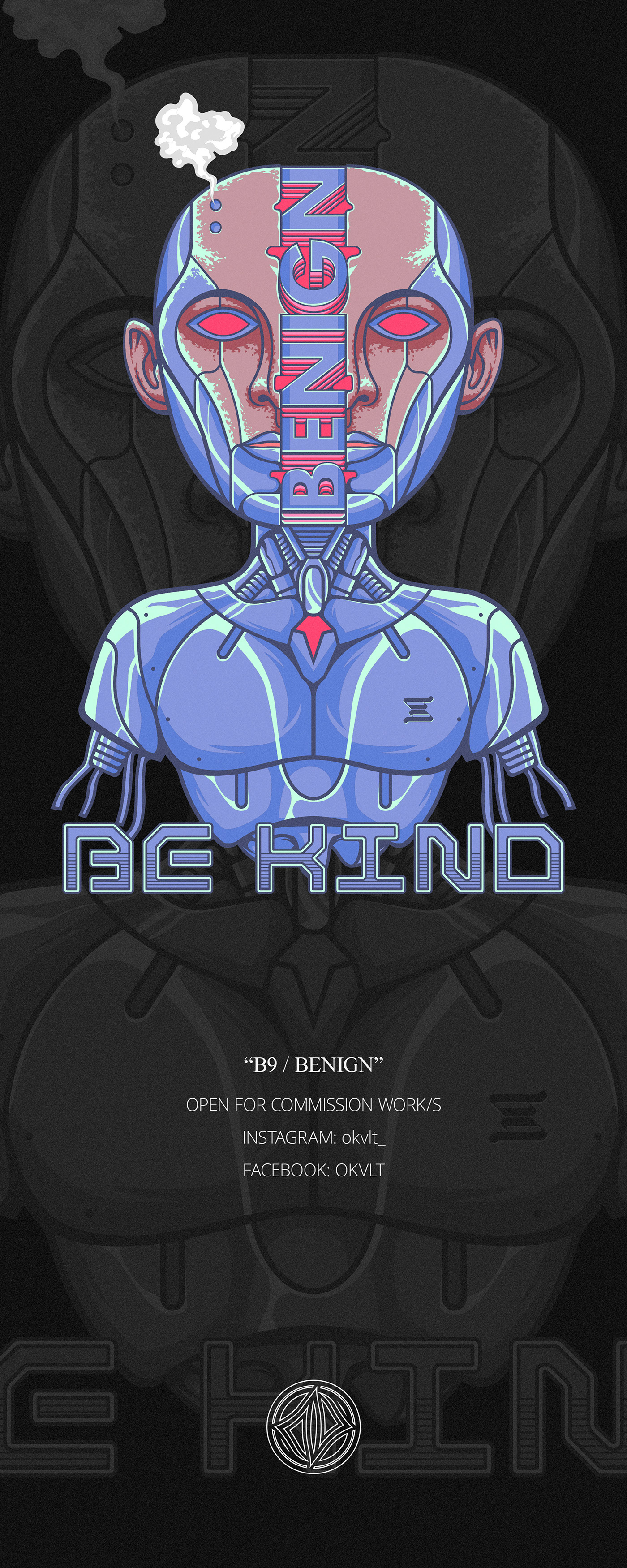android Character design  concept art Cyberpunk Cyborg Digital Art  ILLUSTRATION  mecha robot t shirt design