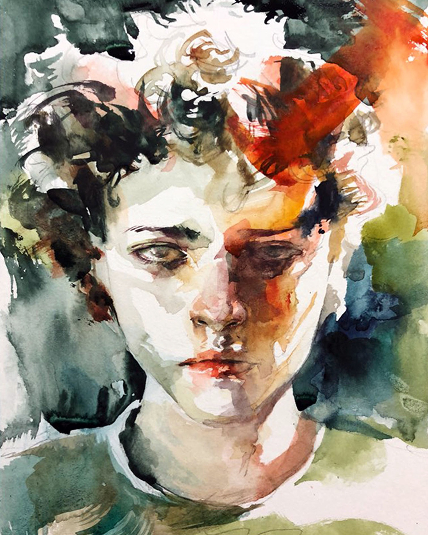 Drawing  ILLUSTRATION  painting   art artwork portrait face watercolor ink