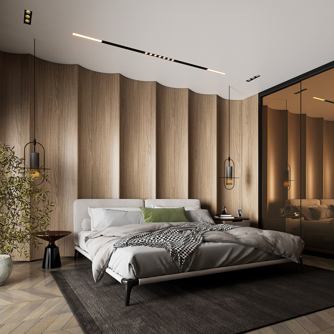 bedroom bedroom design interior design  modern Modern Design Render SketchUP visualization vray woodworking