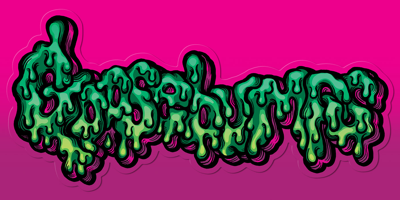 ILLUSTRATION  typography   slime sparkle cute kawaii Halloween spooky eyes neon