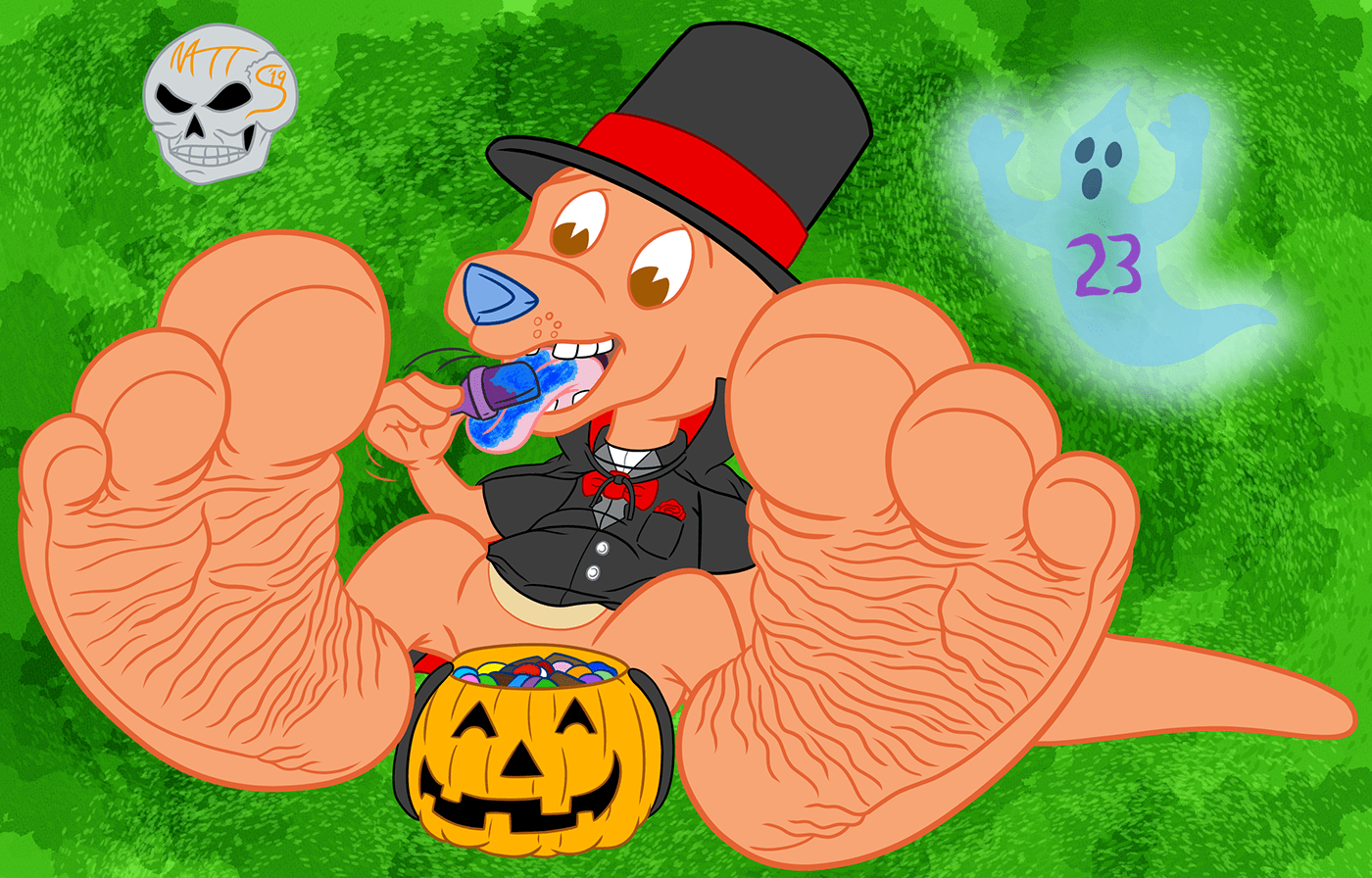Candy cartoon Halloween inktober 2019 joey magician Trigger Happy wallaby