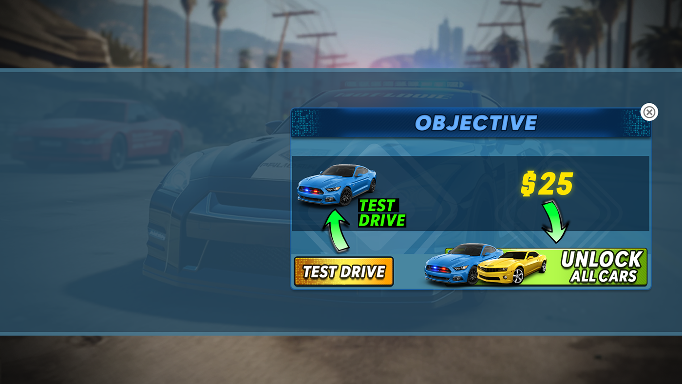 police car chase game ui